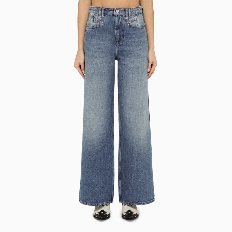 image of Isabel Marant Loose Blue Washed Denim Jeans, Women's (Size 27)