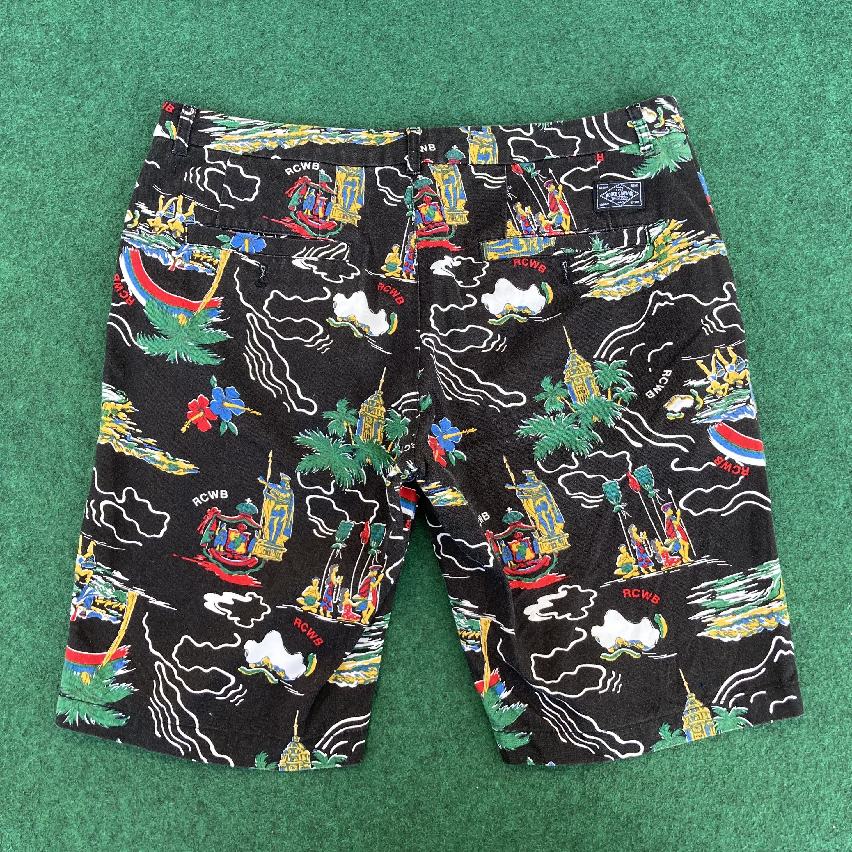 Japanese Brand Rodeo Crown Rcwb Hawaiian Short Jorts Pant Streetwear Rare Size US 35 - 8 Thumbnail