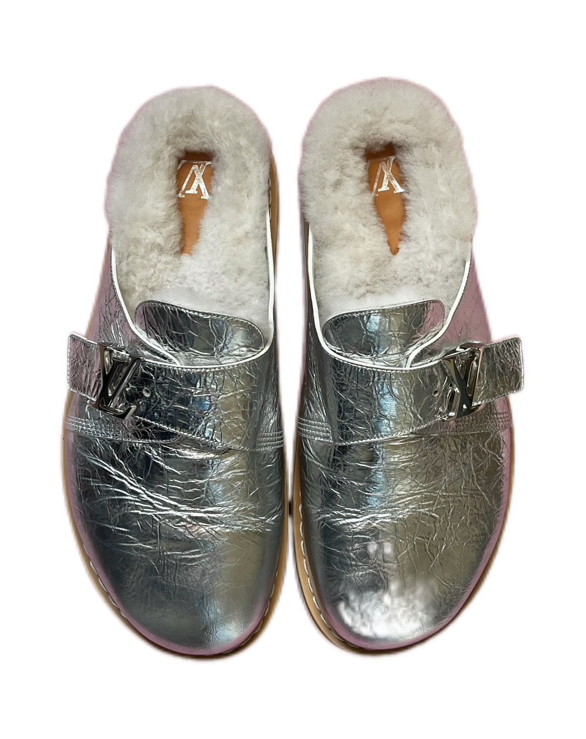 Louis Vuitton Easy Mule Fur Shearling Leather Slip On Clog Sandal - Silver Louis Vuitton LV Easy Mule Fur Lining | REVERSIBLE main image 2