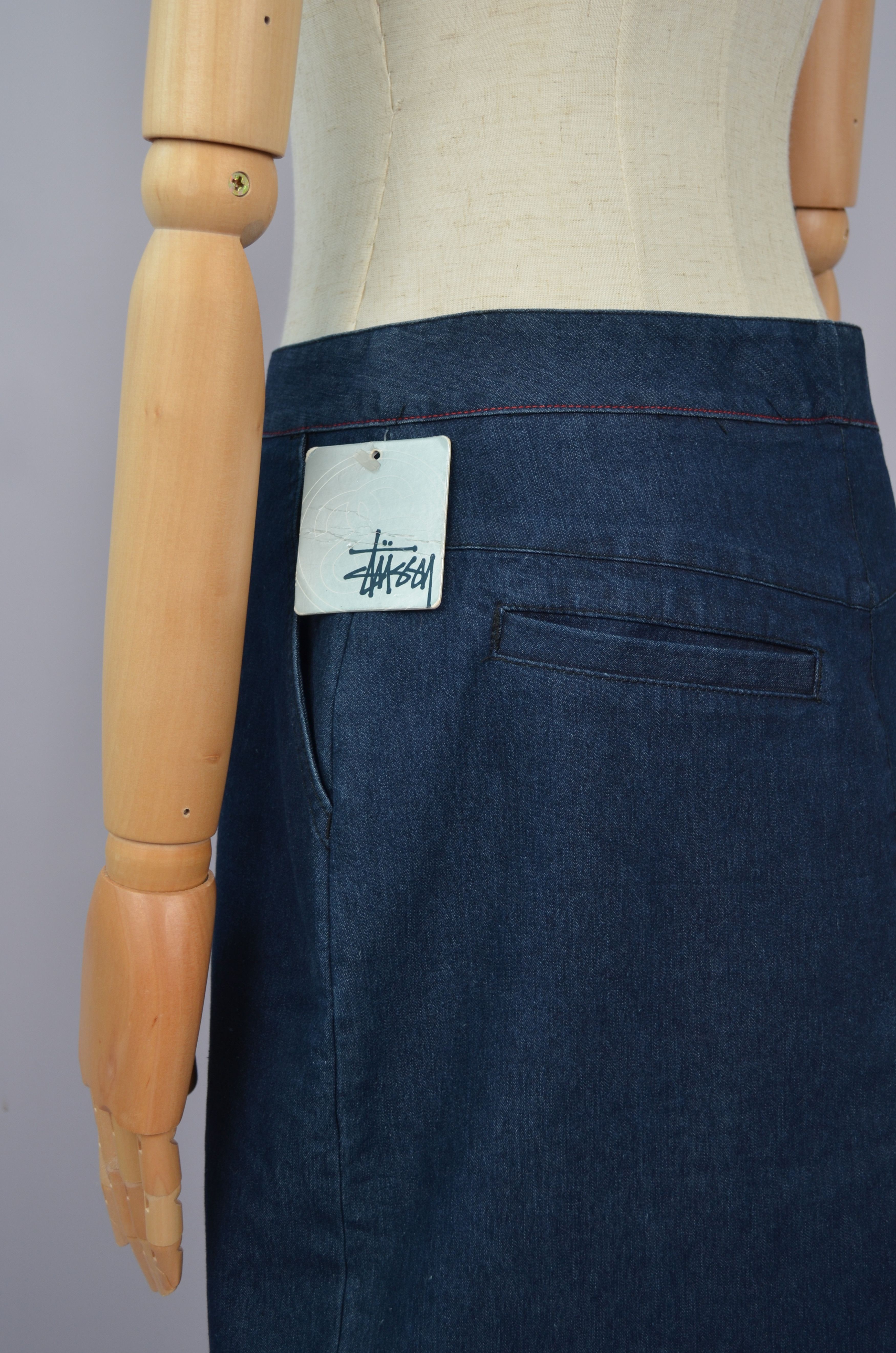 Designer × Stussy Stussy Blue Denim Long Skirt Size 7 / 28 Small y2k 00s NWT Size 28" / US 6 / IT 42 - 6 Thumbnail