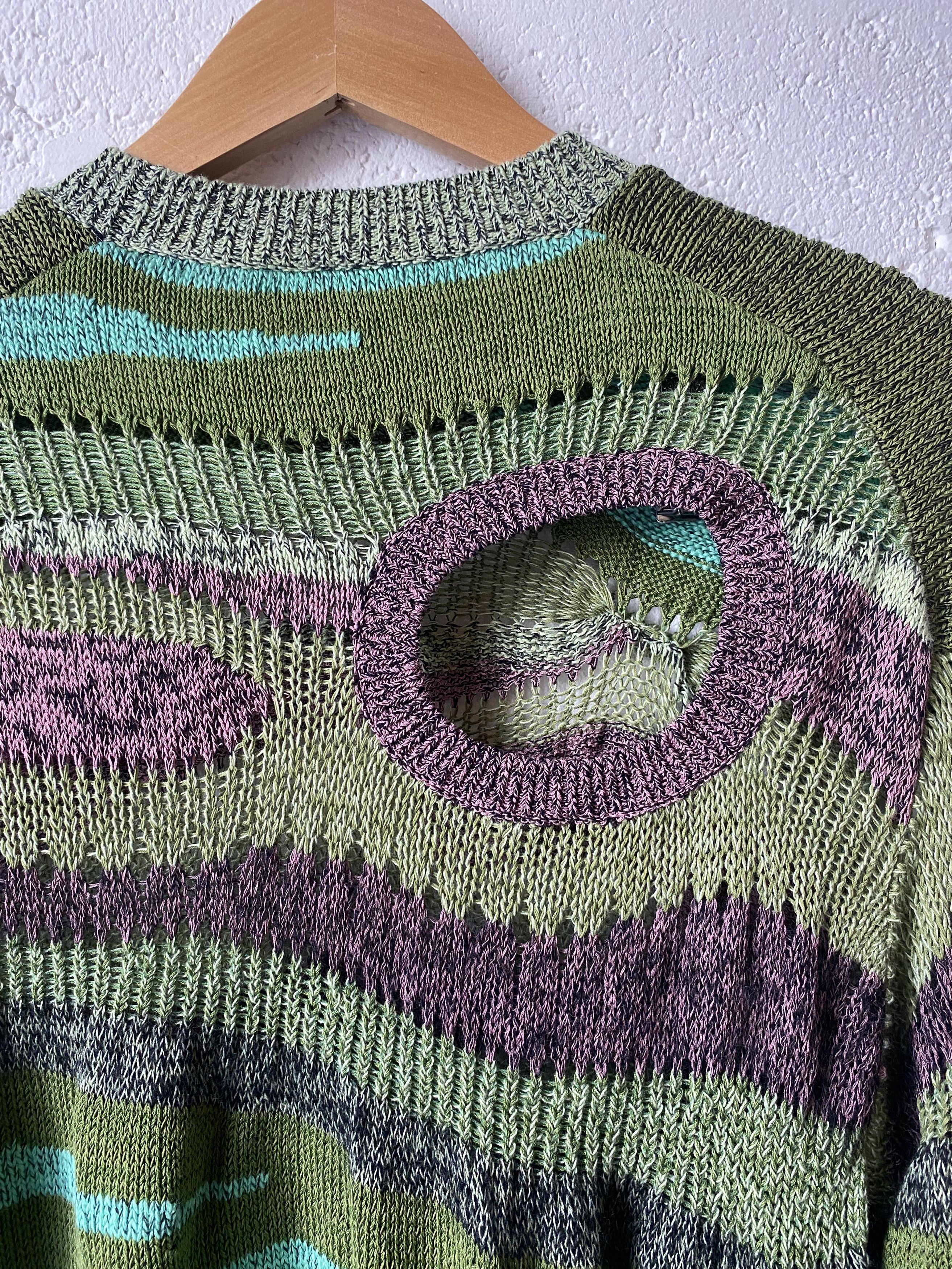 Kenzo Kenzo Striped Knit Sweater with Cut-out Detail Size M Size US M / EU 48-50 / 2 - 5 Thumbnail