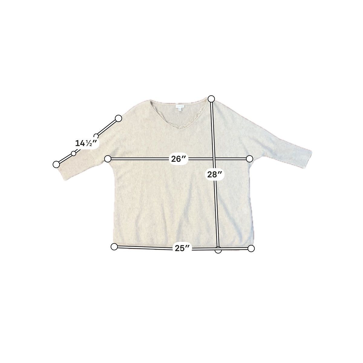 Other Garnet Hill 100% Cashmere Lace Trim V-Neck Sweater Beige XS Size XS / US 0-2 / IT 36-38 - 6 Thumbnail