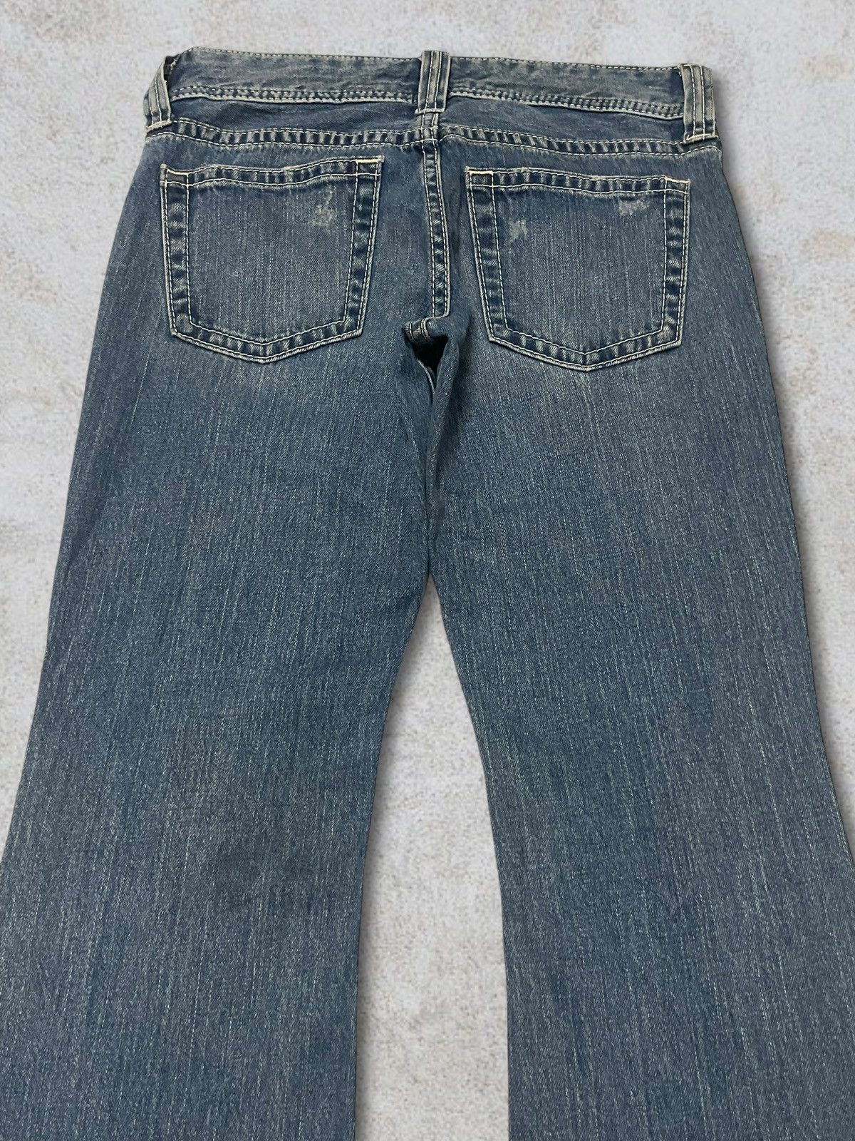 Marni × Uniqlo Vintage Y2k Uniqlo Blue Wash Women Ripped Flared Jeans Size 29" - 8 Thumbnail