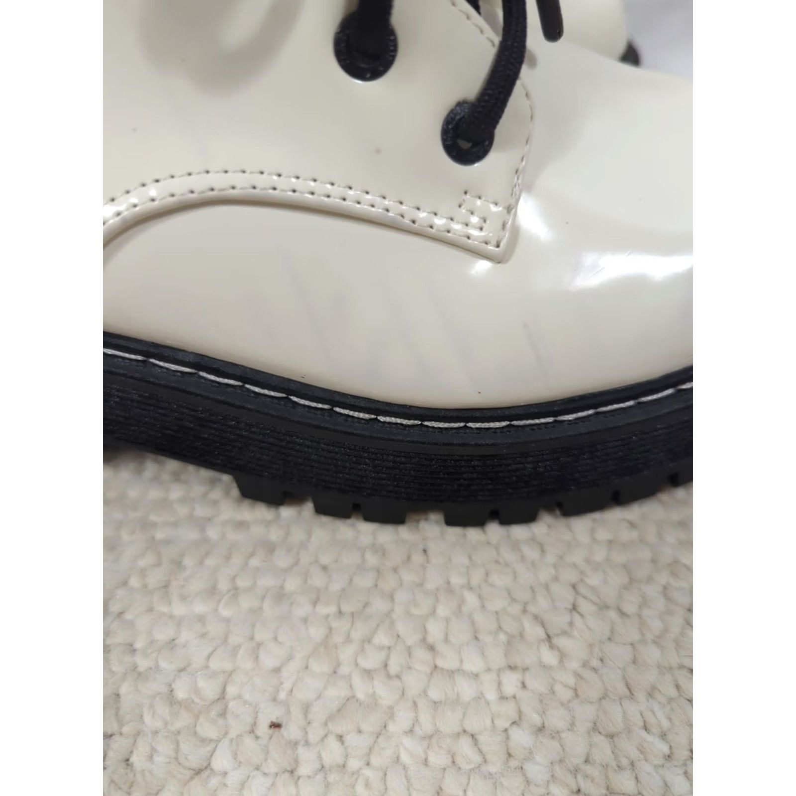Steve Madden Steve Madden NYC Womens Combat Boots Lug 9 M White Black Ankle Chunky Lace Up Platform 1.25in Rubber Heel 2in Memory Foam Shoes Size US 9 / IT 39 - 5 Thumbnail