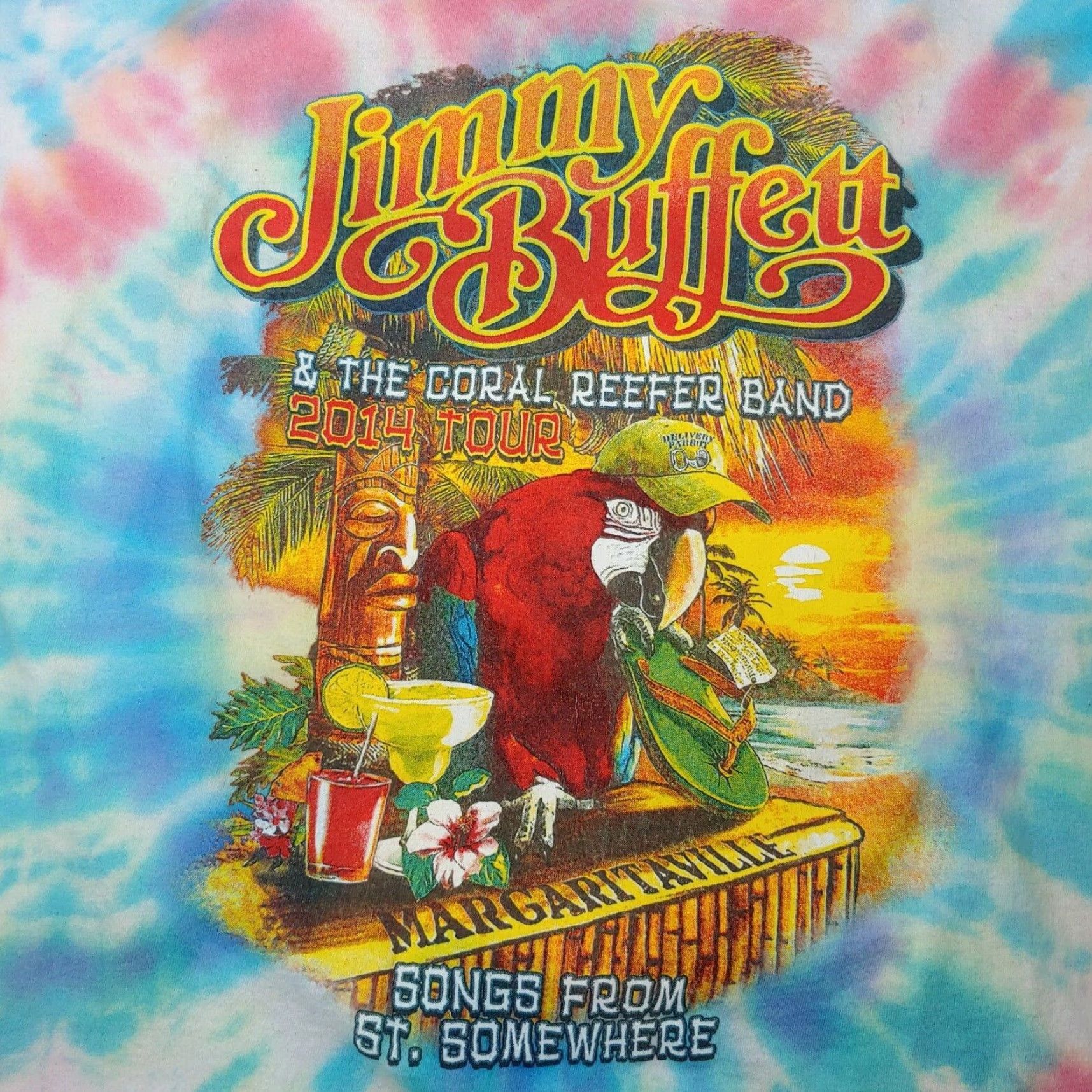 Vintage VINTAGE Jimmy Buffett Shirt XL Coral Reefer Band 2014 Tour Tie Dye Parrotthead Music Shirt Men T-Shirt Graphic Print Double-Sided Beach Band Size US XL / EU 56 / 4 - 2 Thumbnail