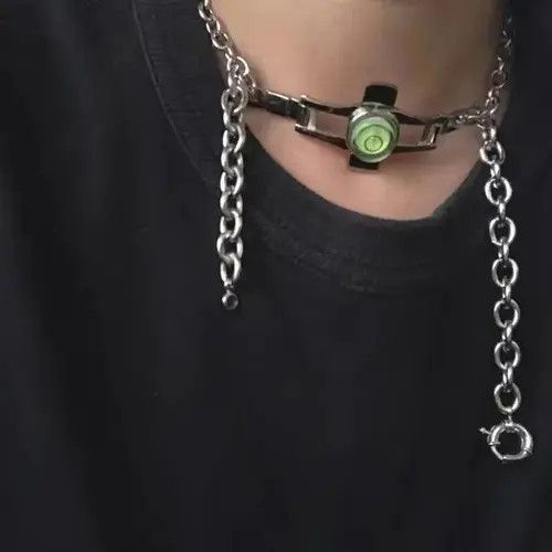 Jewelry Cyber Punk Green Chain New Wave Alien Goth Mech Necklace Size ONE SIZE - 1 Thumbnail