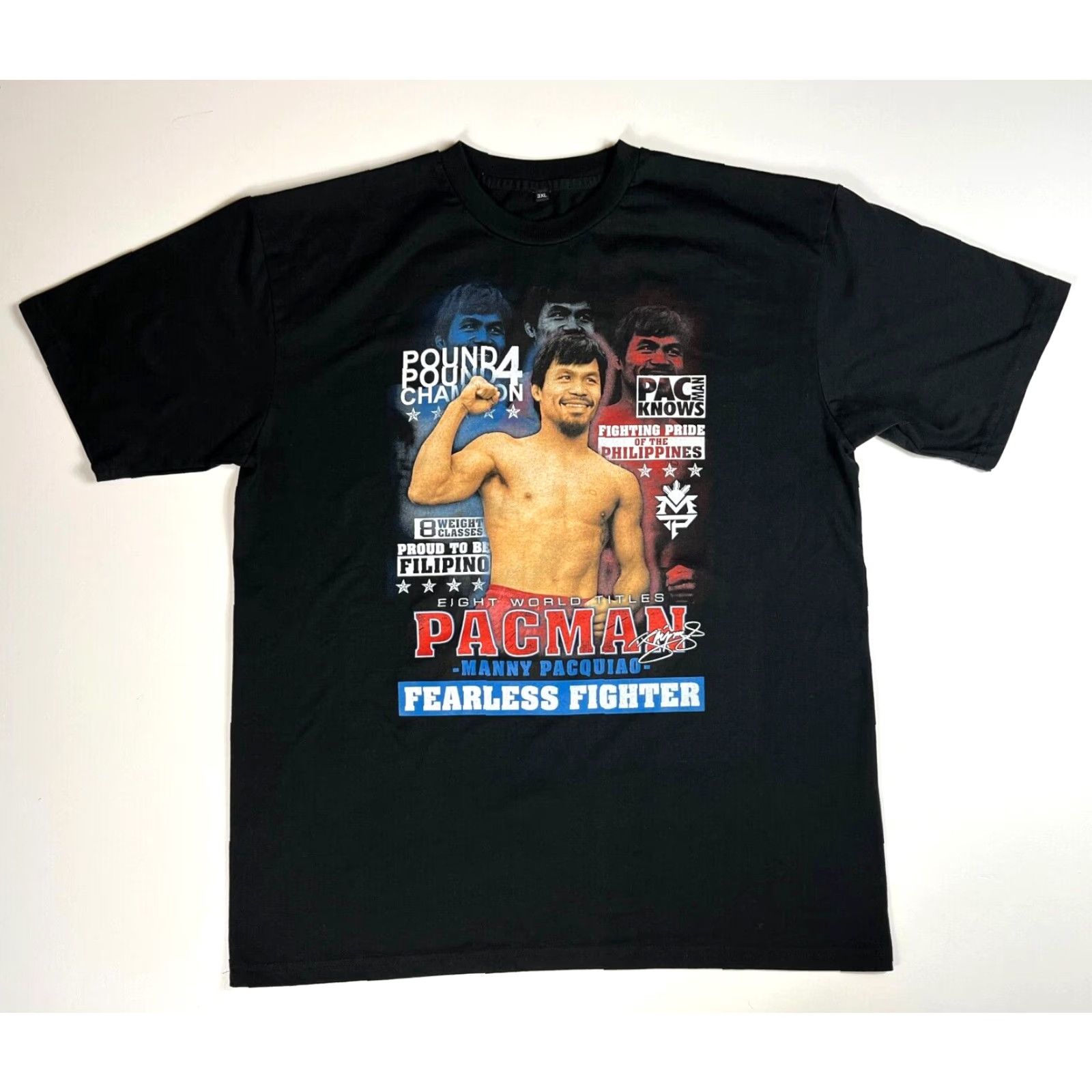 Vintage Men's T-Shirt Pacquiao Fearless Fighter Size 3XL Black Crew Neck Short Sleeve Sports Graphics Mens Size US XXL / EU 58 / 5 - 2 Thumbnail