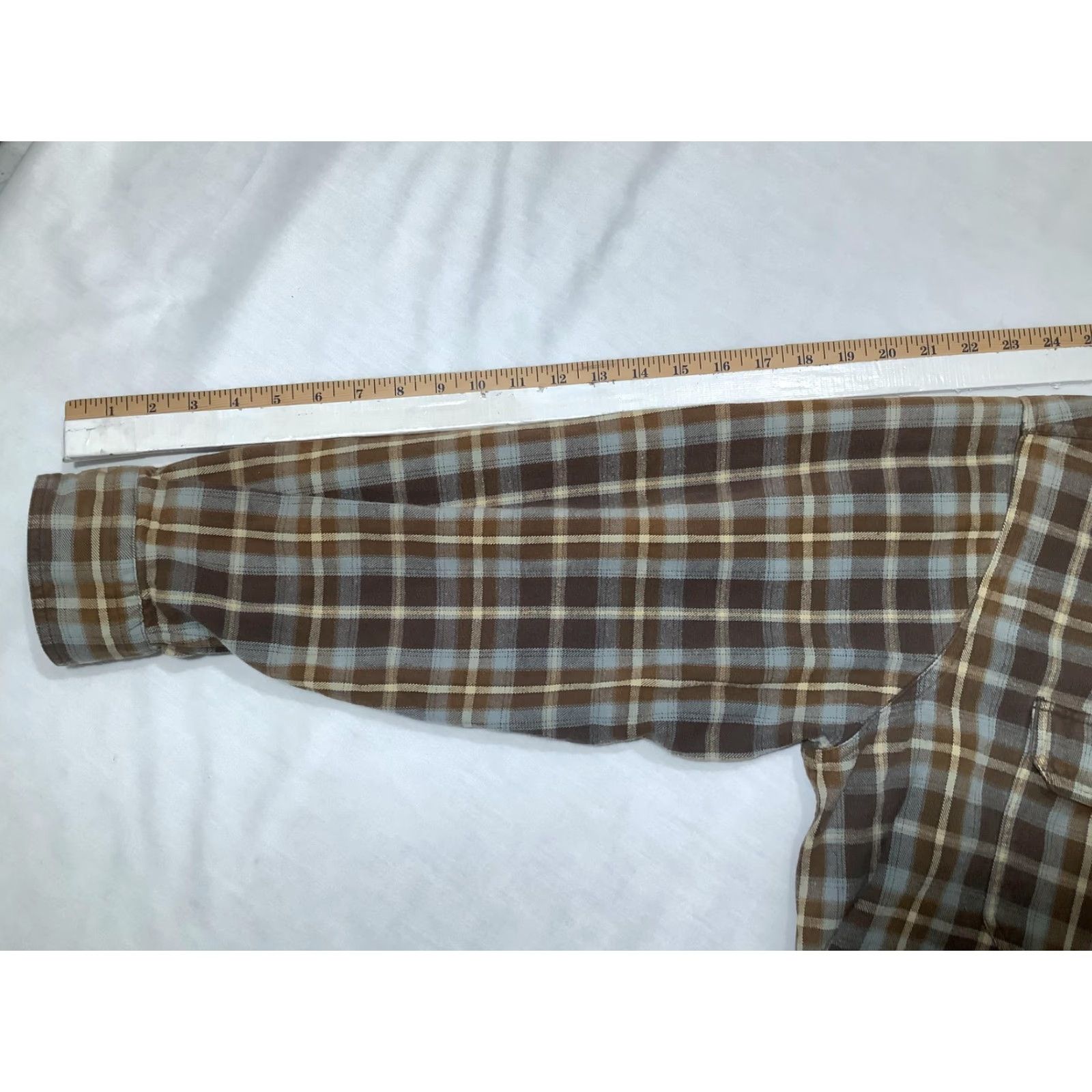 Vintage Woolrich Shirt Mens Large Brown Blue Plaid Flannel Button Down Long Sleeve Size US XL / EU 56 / 4 - 5 Thumbnail