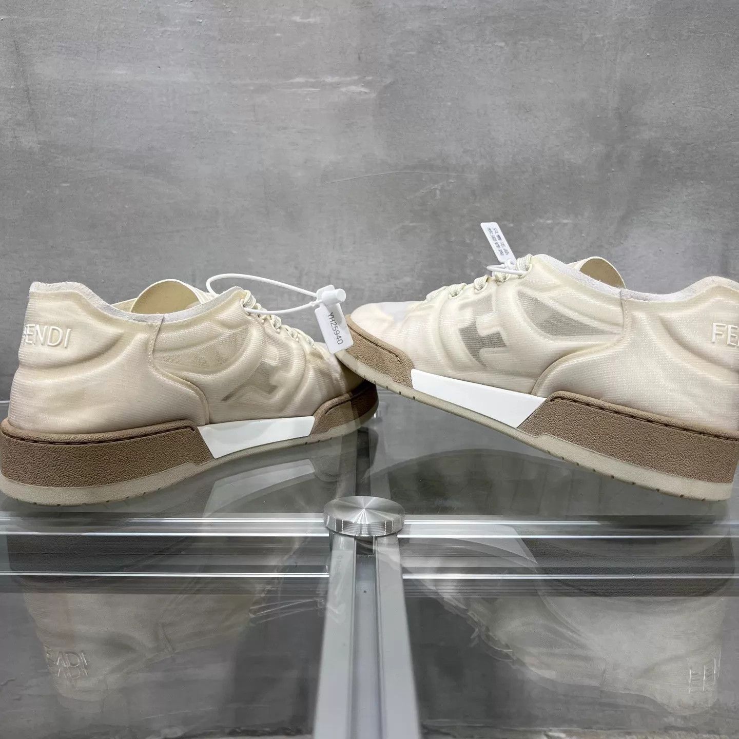 Fendi Fendi Cream Mesh Sneaker 38 EU Size US 7.5 / IT 37.5 - 5 Thumbnail