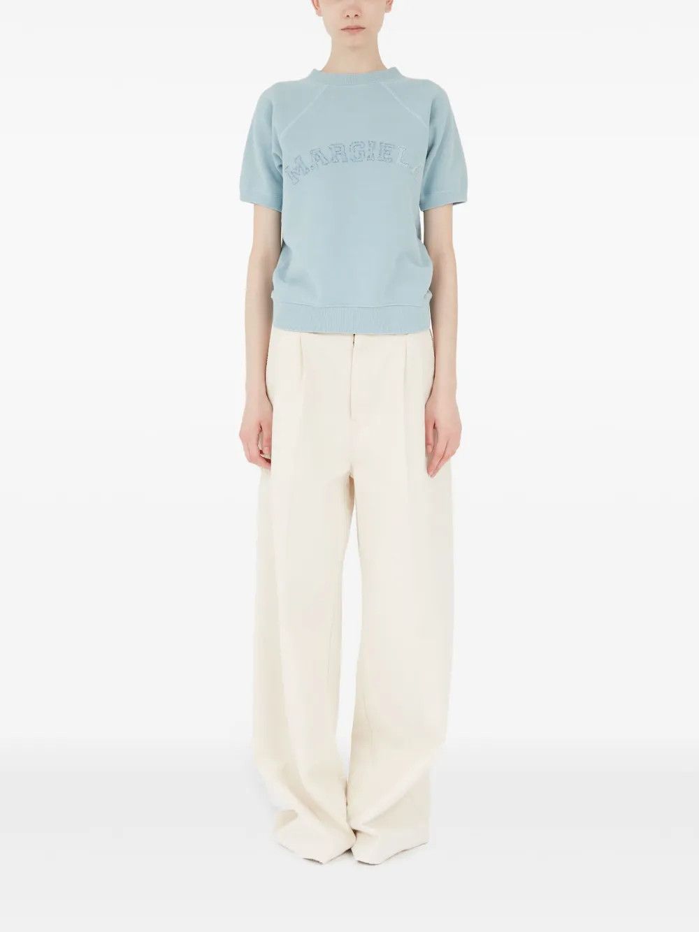 Maison Margiela o1w1db10526 Cotton Sweatshirt in Light Blue Size S / US 4 / IT 40 - 2 Thumbnail