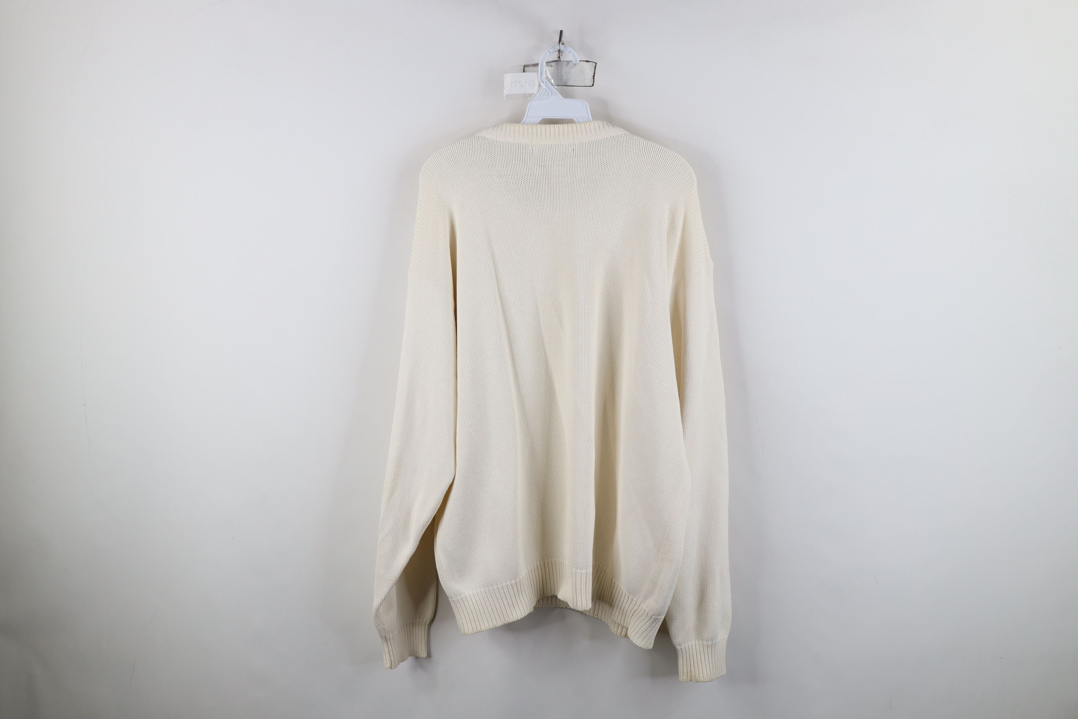 Vintage Vintage 90s Streetwear Cotton Knit Crewneck Sweater Cream Size US XL / EU 56 / 4 - 9 Thumbnail