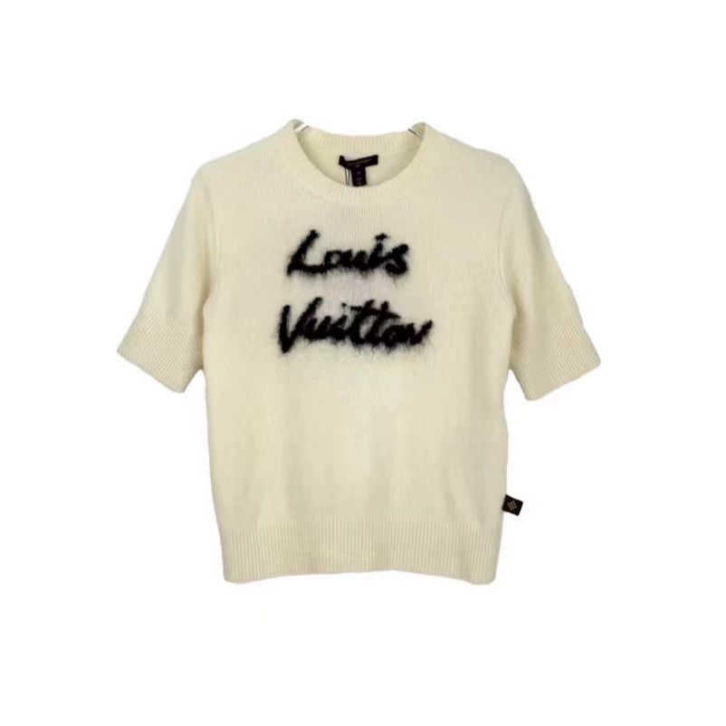 Louis Vuitton Louis Vuitton Beige Logo Short-Sleeve Sweater - dmc Size US M / EU 48-50 / 2 - 1 Thumbnail