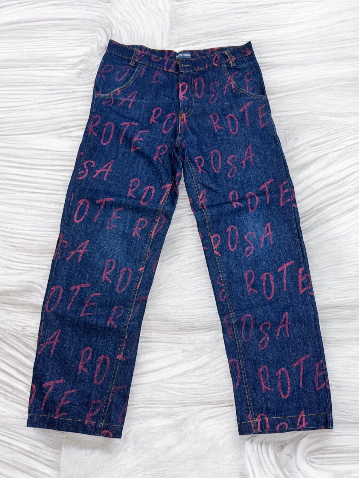 Japanese Brand ROTE ROSA All Print Distressted Denim Jeans Size US 32 / EU 48 - 1 Thumbnail