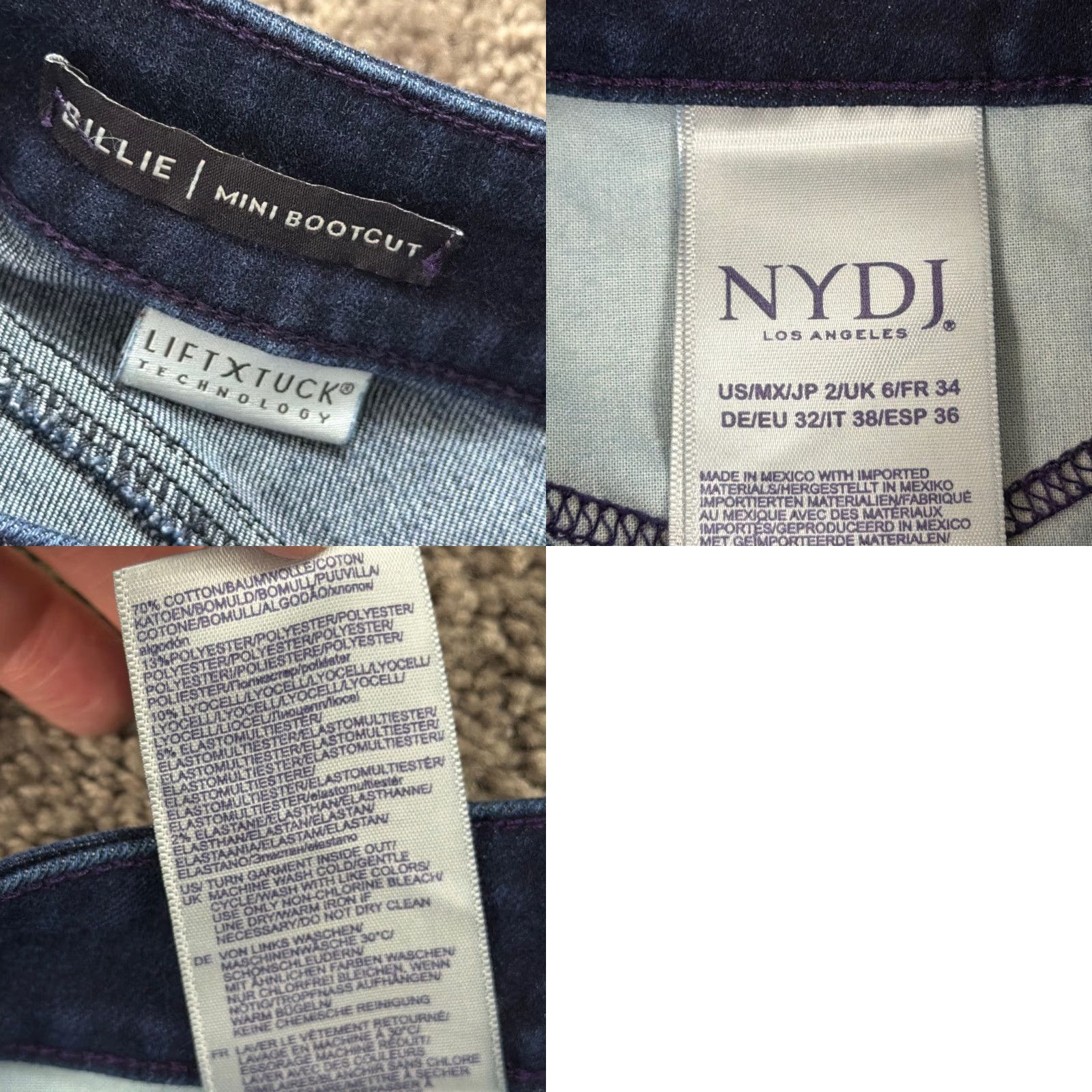NYDJ NYDJ Jeans Womens 2 Boot Cut Lift Tuck Dark Wash Mid Rise Billie 27x32 Size 26" / US 2 / IT 38 - 9 Thumbnail