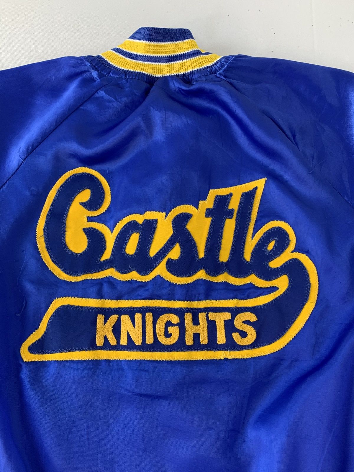 Other 90s Castle Knight Blue Satin Bomber Varsity Jacke Size US M / EU 48-50 / 2 - 7 Thumbnail