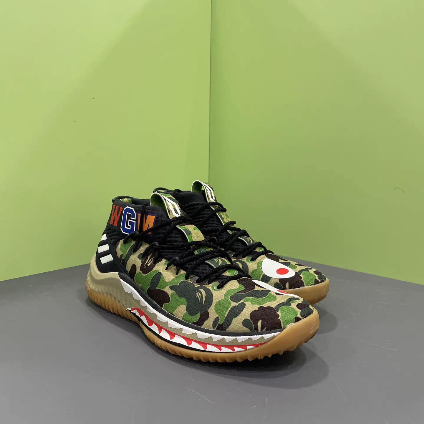 Bape BAPE x adidas Dame 4 Green Shark Basketball Shoes K15 Size US 9 / EU 42 - 3 Thumbnail