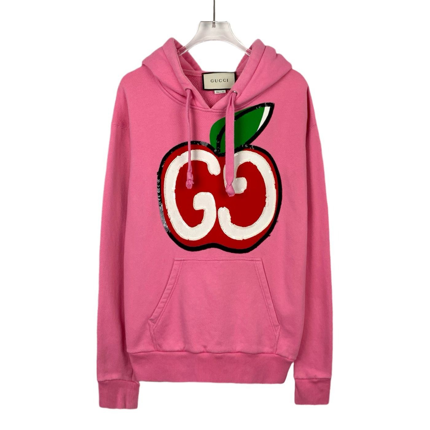 Gucci X9308 Gucci Pink Apple Sequin Logo Hoodie Sweatshirt Size XS / US 0-2 / IT 36-38 - 1 Thumbnail