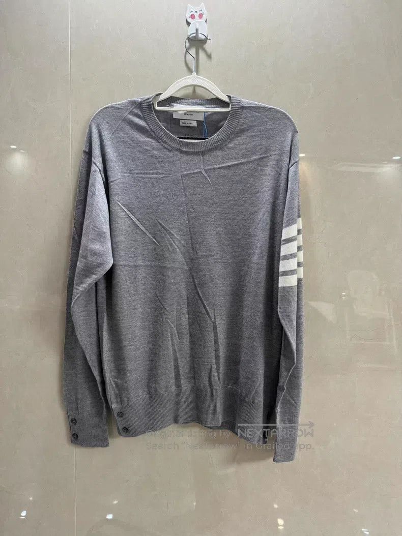Thom Browne Thom Browne Four Stripe Crewneck Wool Sweater Size US XL / EU 56 / 4 - 1 Thumbnail