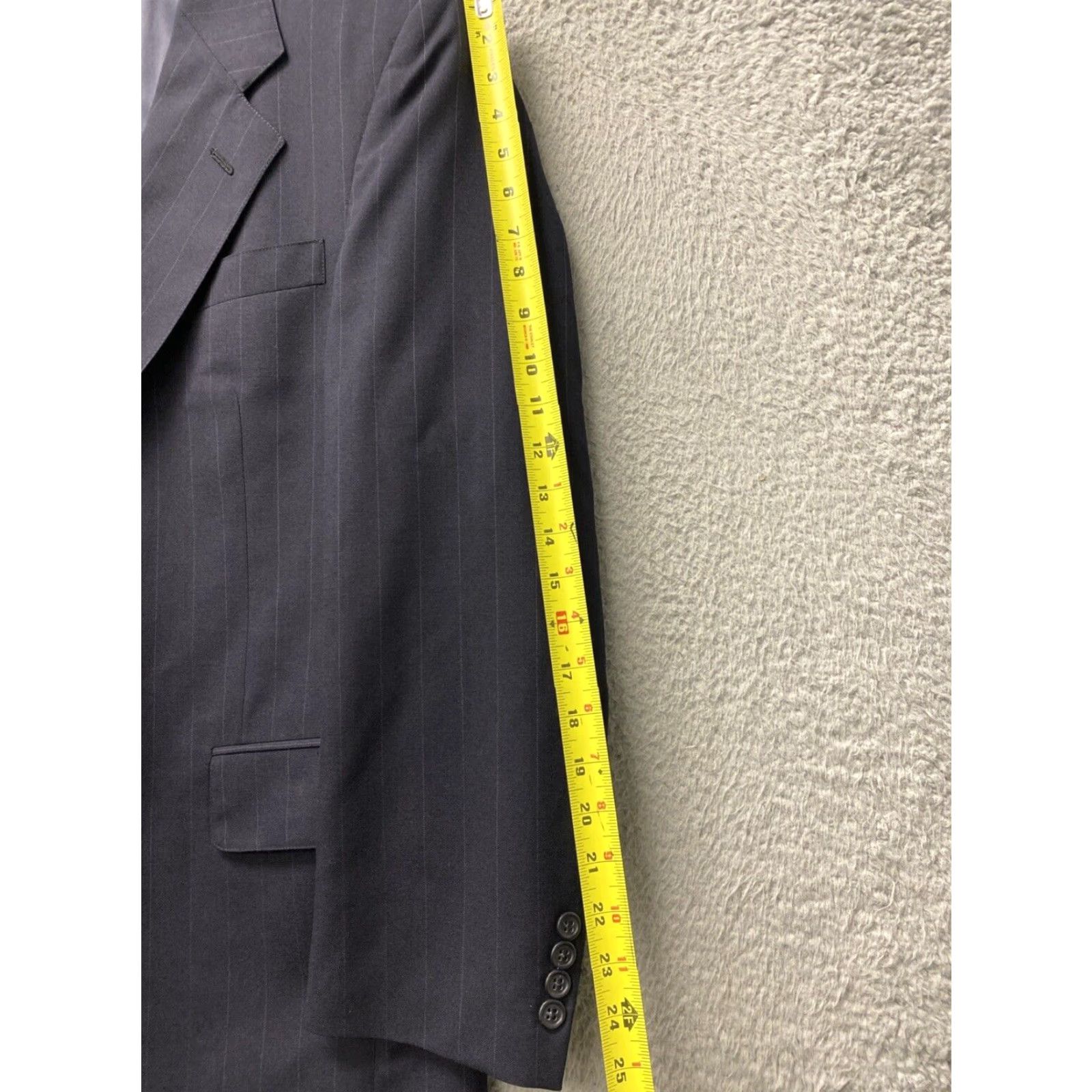 Jos. A. Bank VINTAGE Jos. A. Bank Men's Suit 42R Wool Navy Stripes 2-Piece Tailored Business Blazer Pants Size 42R - 6 Thumbnail