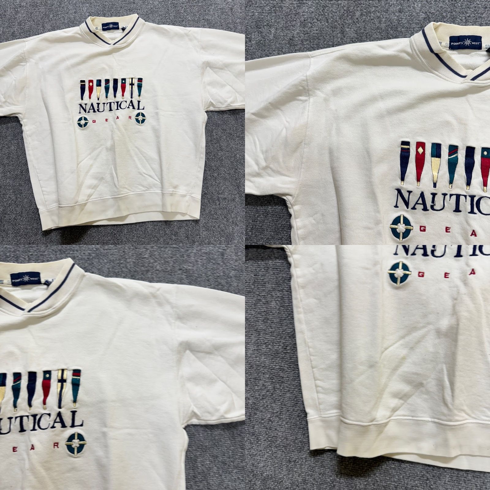 The Unbranded Brand VINTAGE Sweatshirt Men L White 100% Cotton Point West Nautical Gear Stained Size US L / EU 52-54 / 3 - 8 Thumbnail