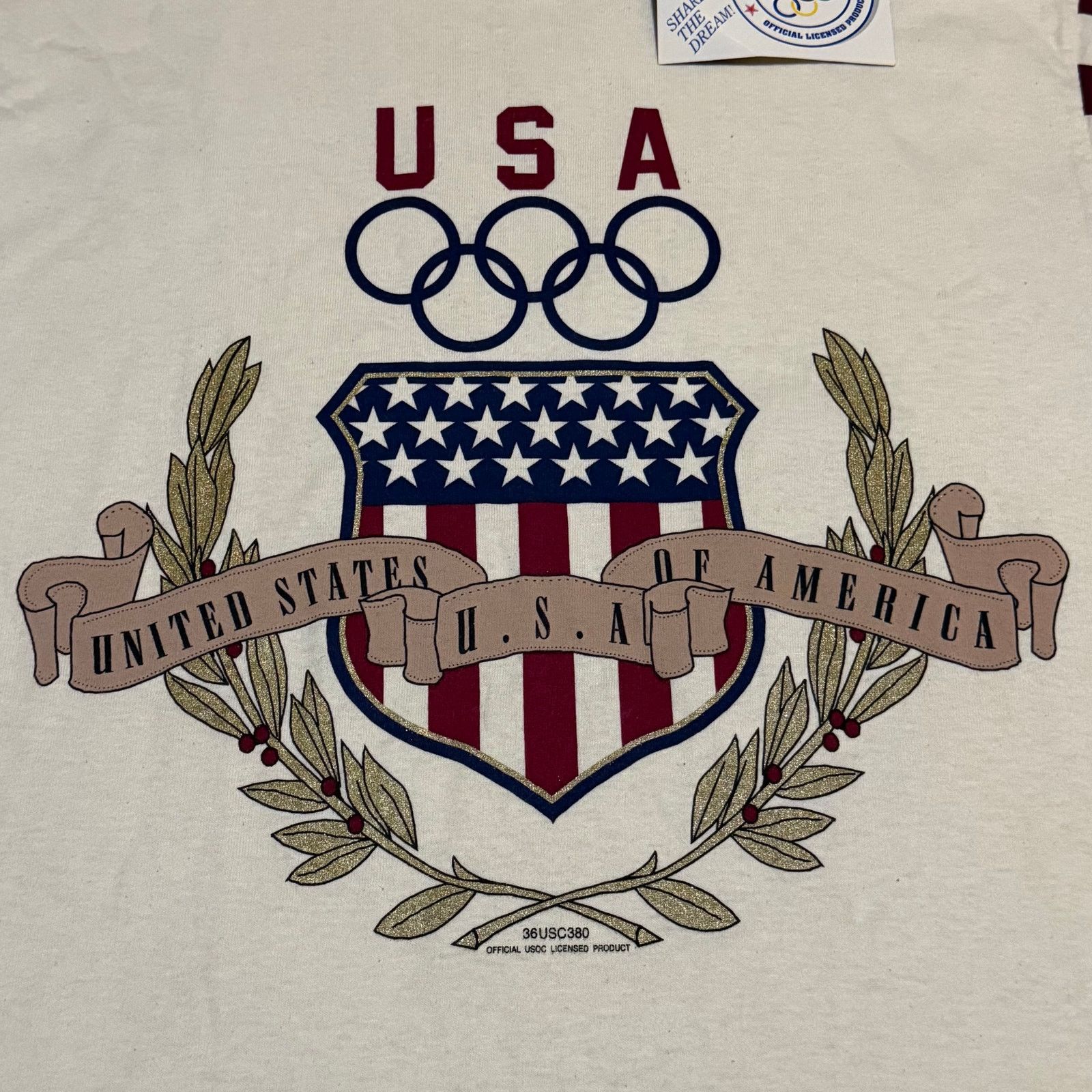 Hanes × USA Olympics × Vintage 1996 USA Olympics Shirt Atlanta Stars & Stripes Sleeves Size US M / EU 48-50 / 2 - 3 Thumbnail