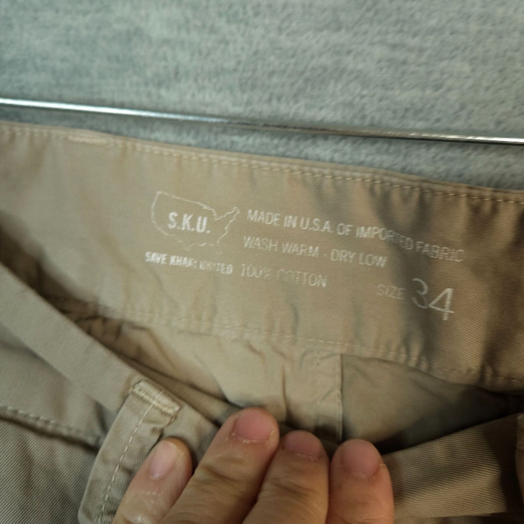 Vintage S.K.U Men’s Khaki Pants Straight Size 34 Cotton Casual Beige Regular Size US 34 / EU 50 - 8 Thumbnail