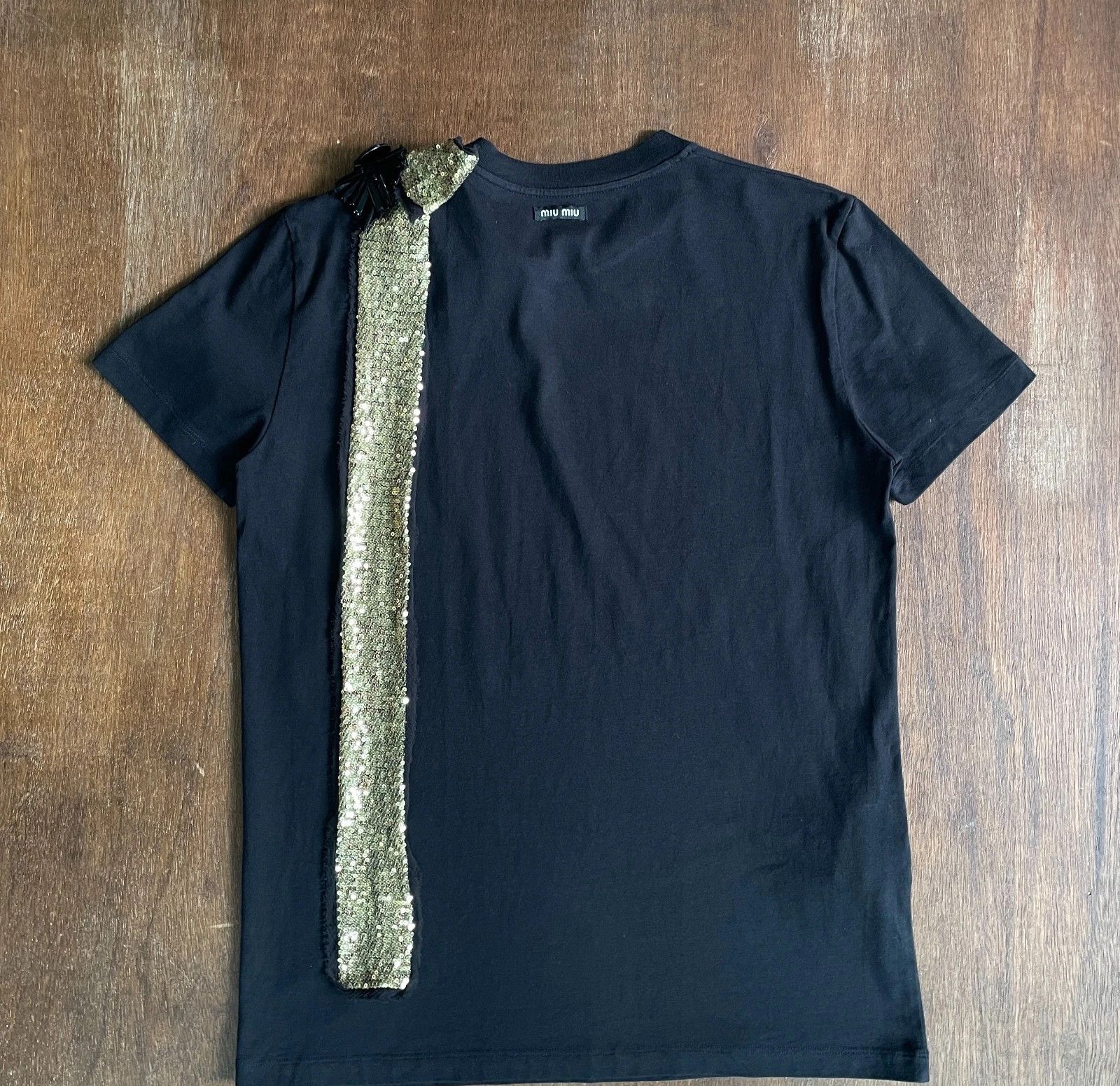 Miu Miu Miu Miu Bow Silk Logo Tee Size US S / EU 44-46 / 1 - 7 Thumbnail