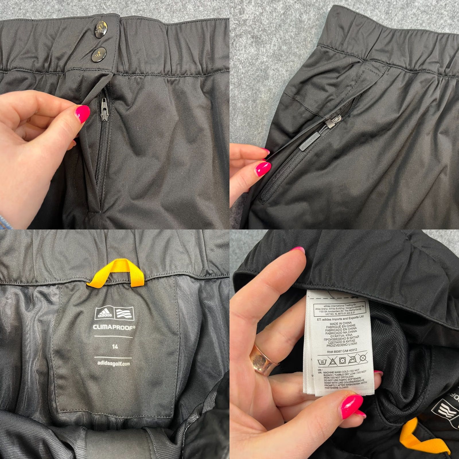 Adidas Adidas Clima Proof Womens Golf Trousers Pants Straight UK 14 Black Waterproof Size 36" / US 14 / IT 50 - 8 Thumbnail