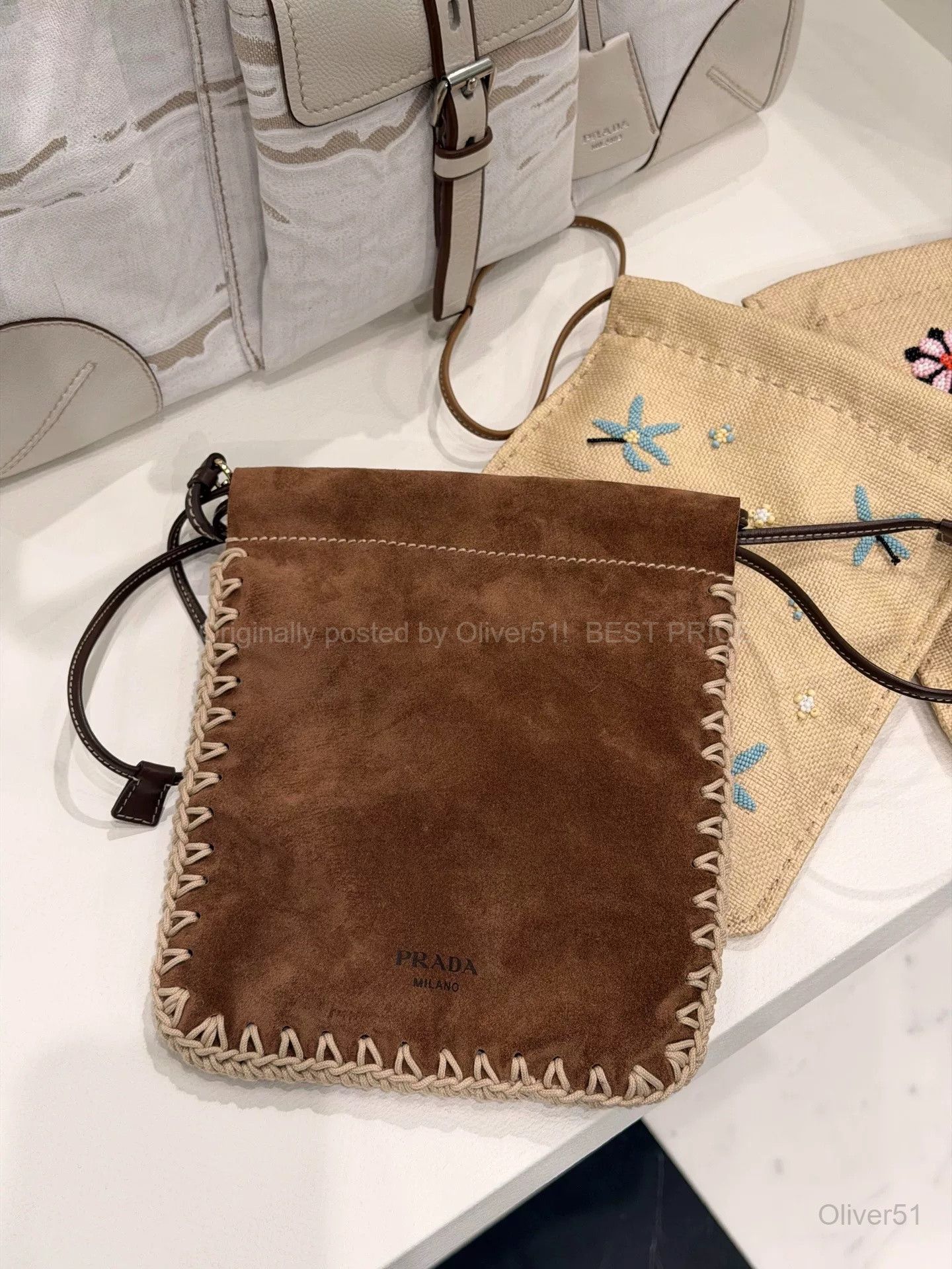 Prada Prada 26SS Cocoa Brown Velvet Leather UUUU6/2610 Size ONE SIZE - 3 Thumbnail