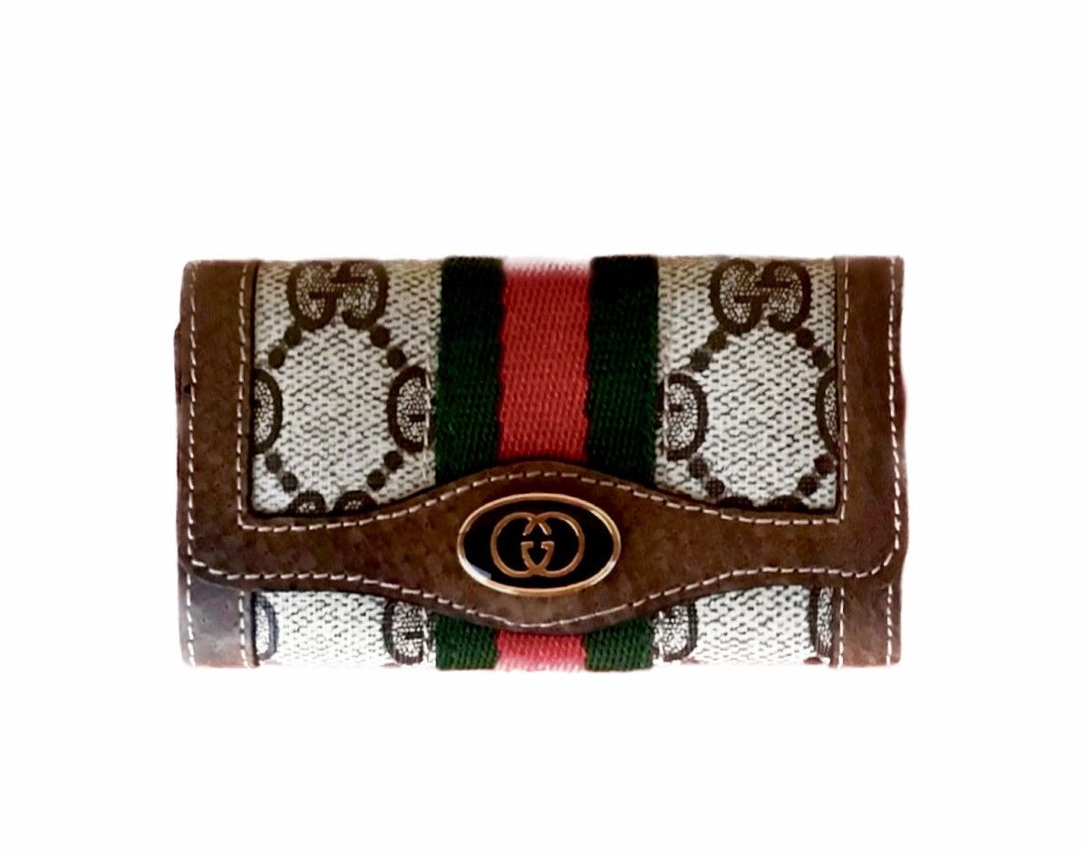 image of Gucci Monogram Key Holder in Brown, Men's