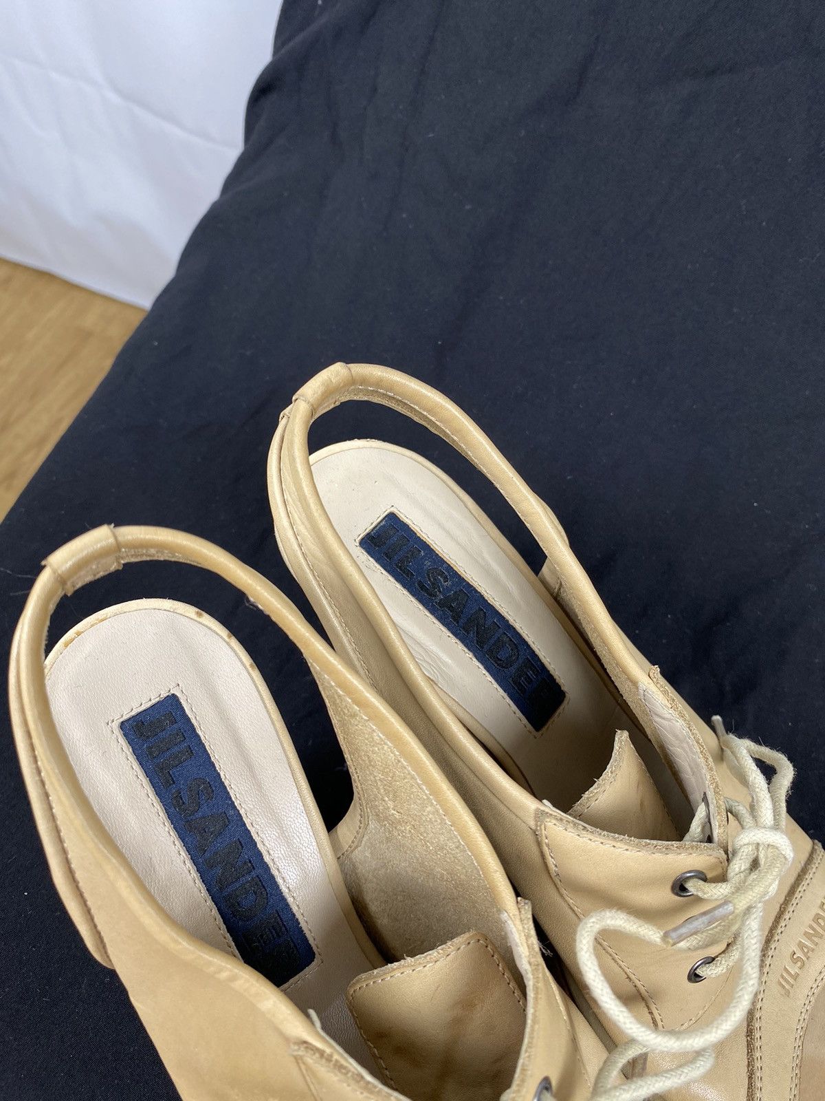 Jil Sander × Raf Simons × Vintage Jil Sander Peep Toe Lace Up Leather Slingback Pumps 37 Size US 7 / IT 37 - 10 Thumbnail