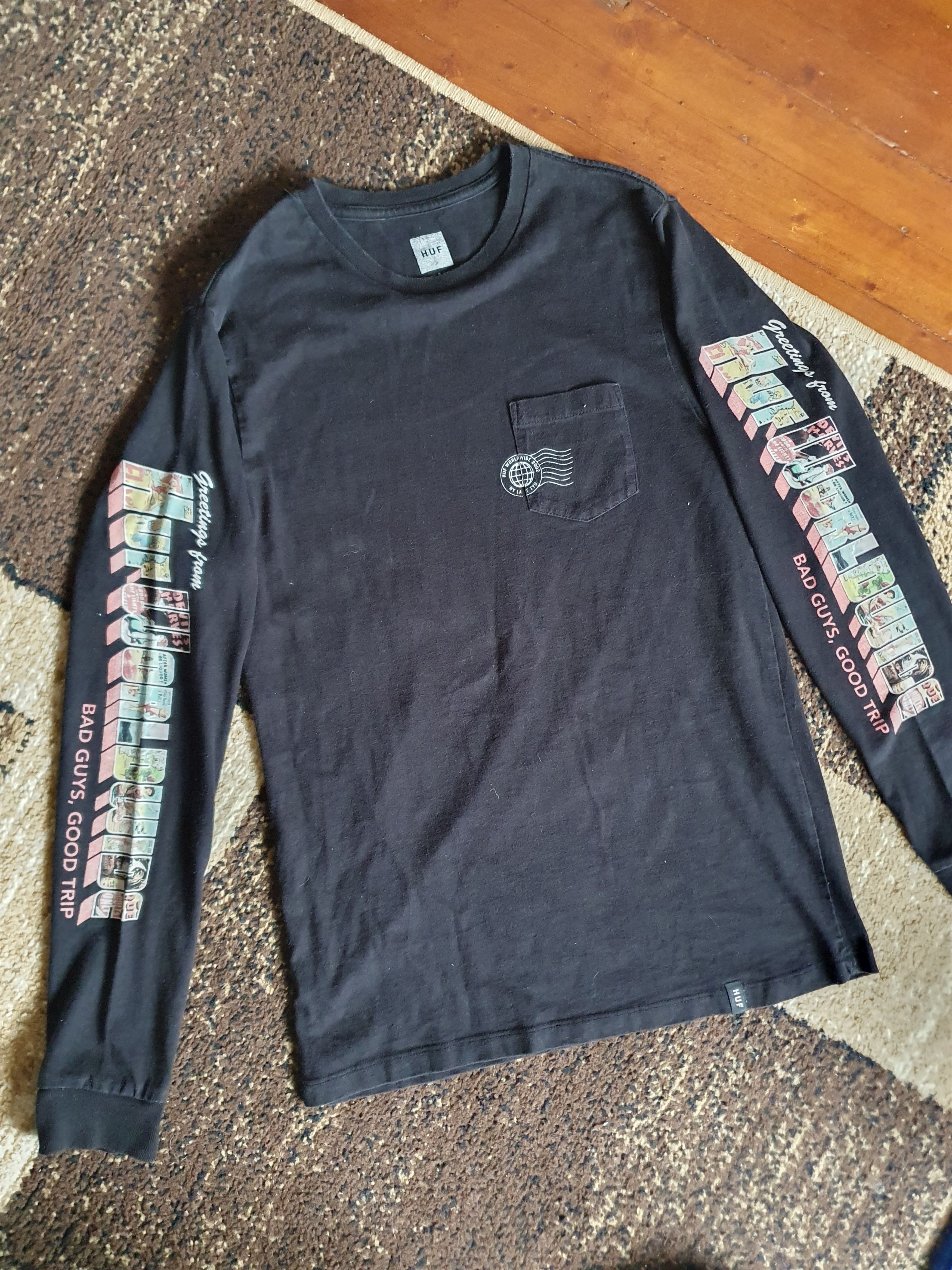 Huf Huf Worldwide Bad Guys,Good Trip Long Sleeve Pocket tee sz S Size US S / EU 44-46 / 1 - 5 Thumbnail