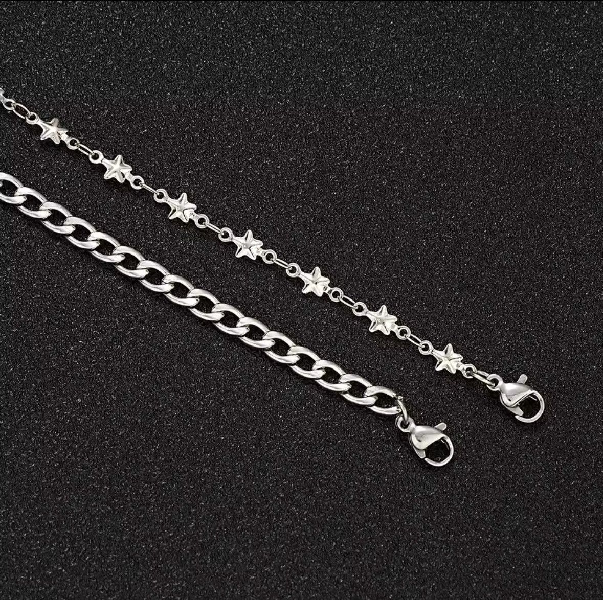 Jewelry Men's Fashion Stainless Steel Double Chain Star Bracelets Size ONE SIZE - 4 Thumbnail