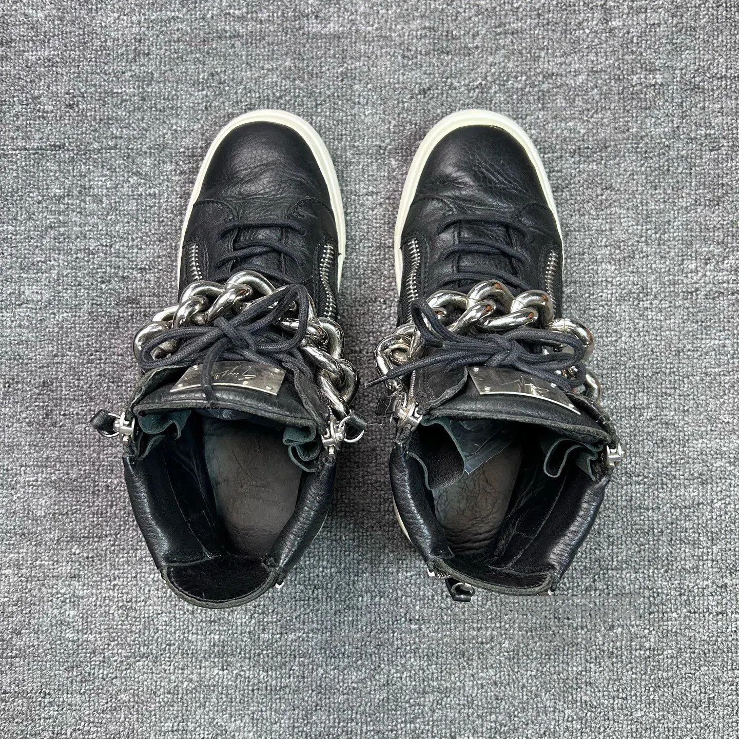 Giuseppe Zanotti Giuseppe Zanotti Black and Silver Double Zip High Top Shoe Size US 6 / EU 39 - 5 Thumbnail