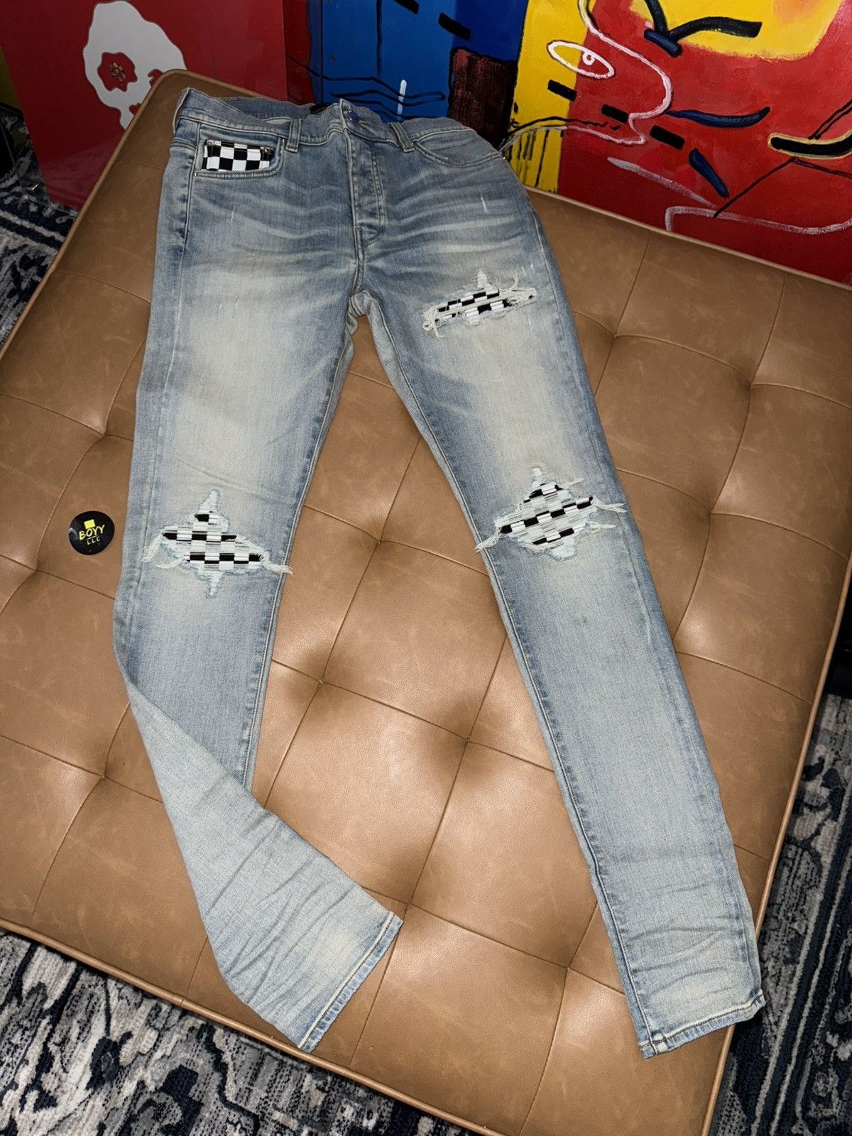 Amiri Amiri checkered patch mx1 jeans Size US 32 / EU 48 - 1 Thumbnail