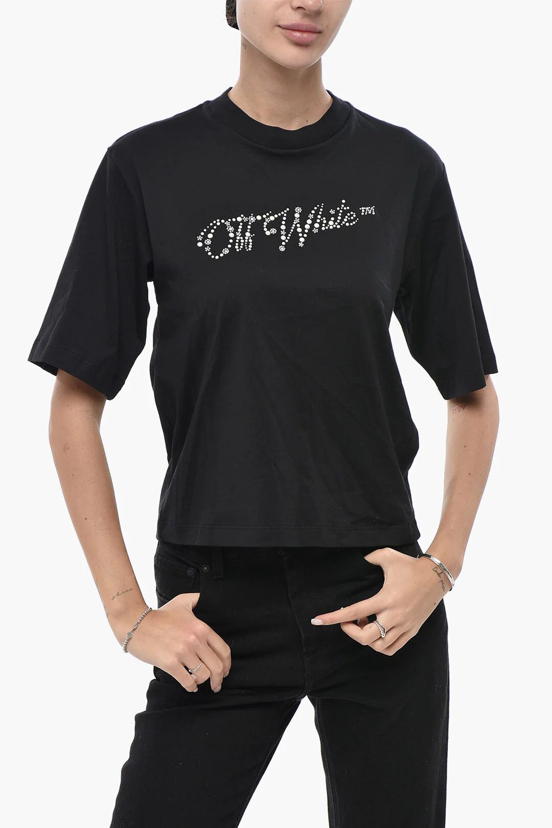 Off-White og1mm0426 Boxy Fit T-Shirt in Black Size XS / US 0-2 / IT 36-38 - 1 Thumbnail