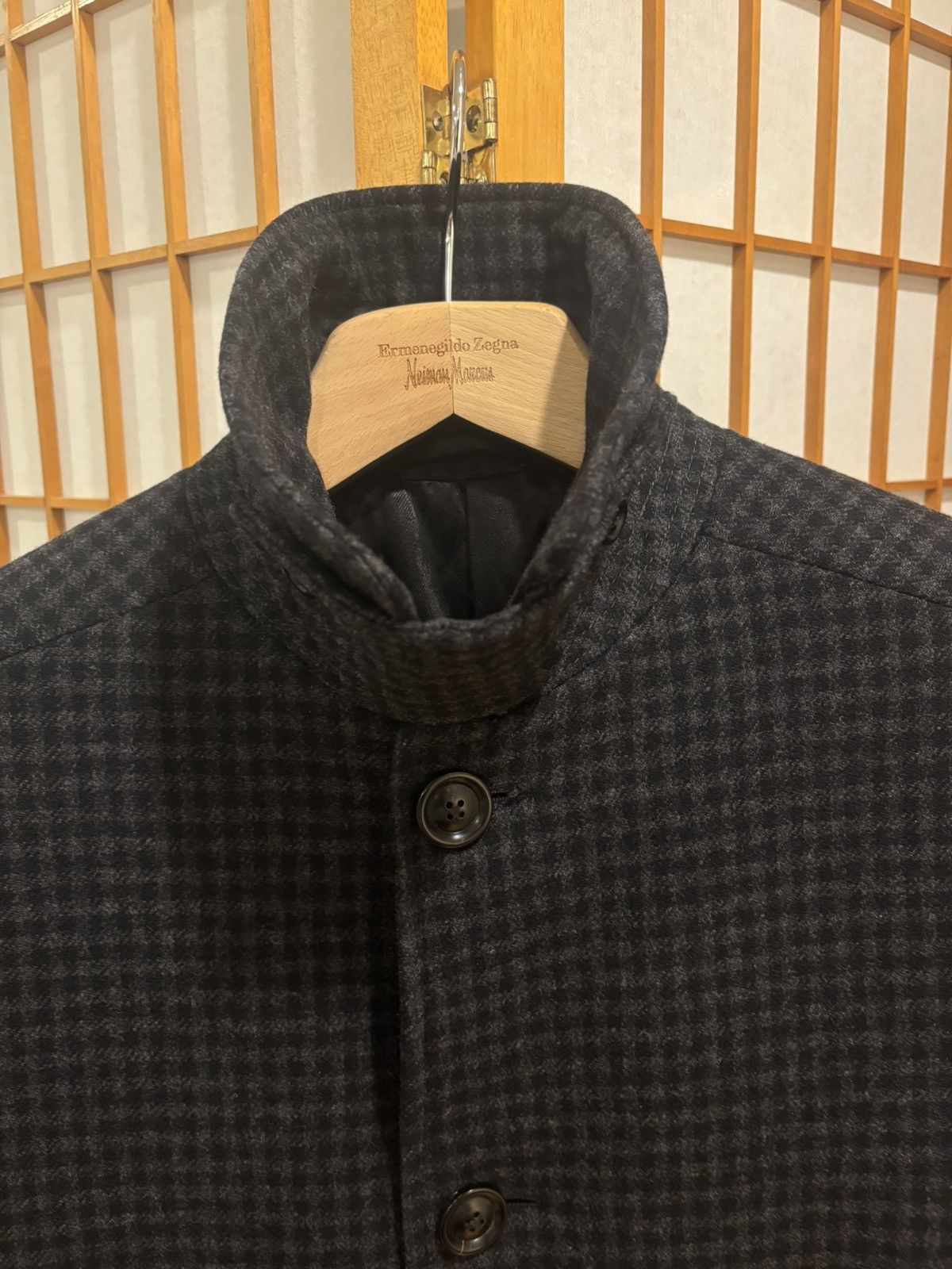 Ermenegildo Zegna Charcoal Check Overcoat Size US L / EU 52-54 / 3 - 6 Thumbnail