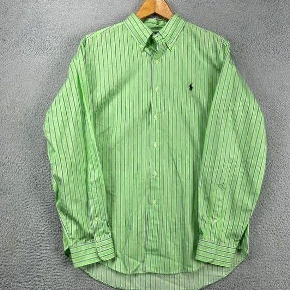 Ralph Lauren Ralph Lauren Button Down Shirt Adult Large Green Black Striped Classic Fit Mens Size US L / EU 52-54 / 3 - 4 Thumbnail