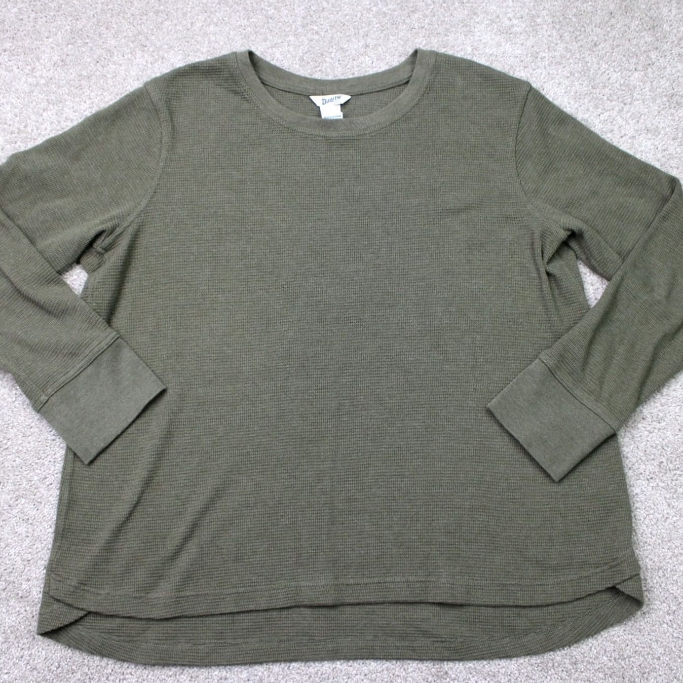 Vintage Duluth Women Shirt 2XL Green Thermal Long Sleeve Crew Pullover Casual Knit Cotton Blend Modern Basic Size XXL / US 16-18 / IT 52-54 - 2 Thumbnail