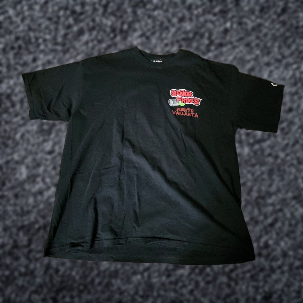 Vintage Senor Frog’s Puerto Vallarta Mens T-Shirt 2XL Black Short Sleeve Crew Neck Funny Travel Classic Logo Size US XXL / EU 58 / 5 - 1 Thumbnail