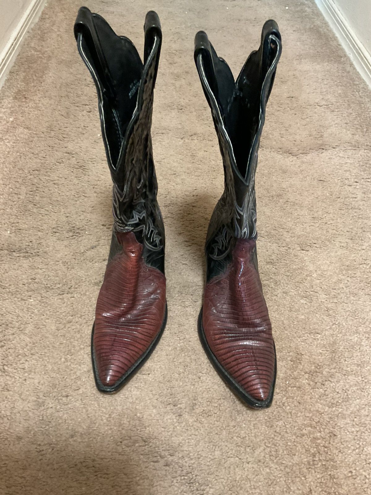 Tony Lama Vintage Tony Lama Black/Maroon Western Boots Size 7 Size US 7 / IT 37 - 3 Thumbnail