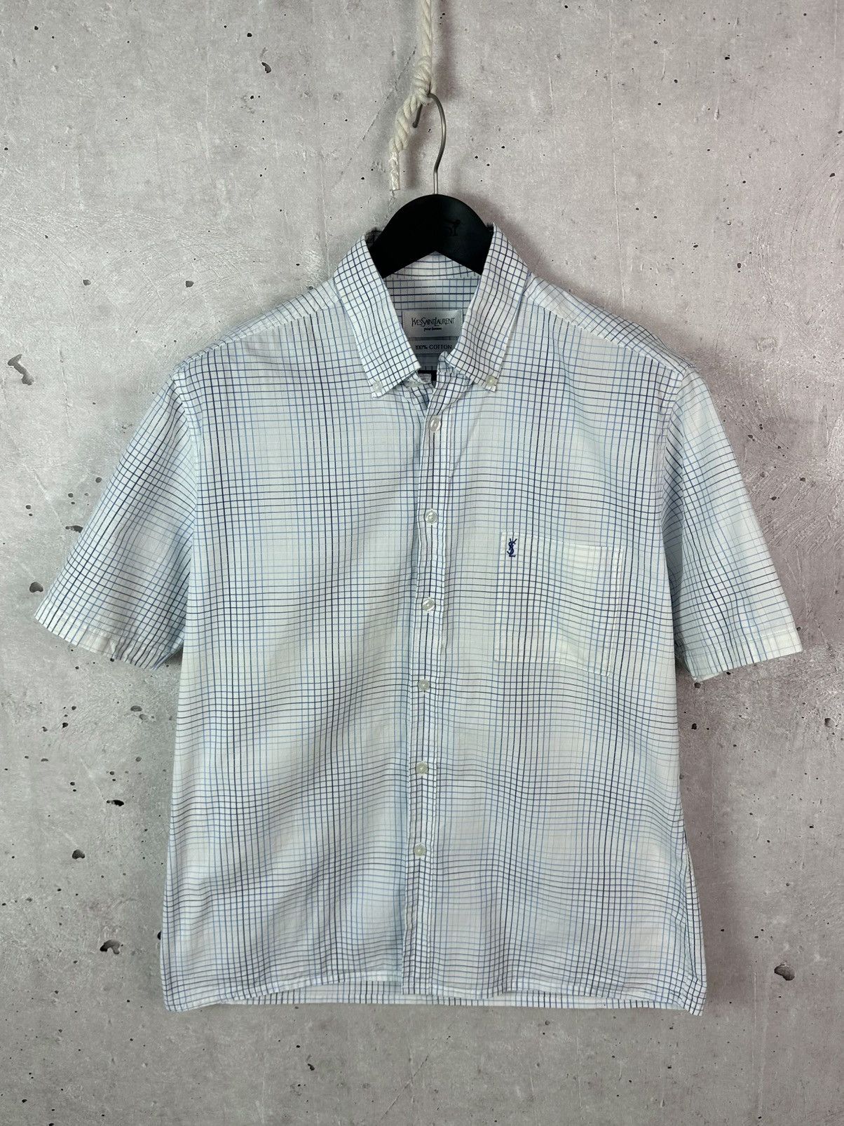 Yves Saint Laurent YSL Yves Saint Laurent Vintage Check Short Sleeve Shirt Size US M / EU 48-50 / 2 - 1 Thumbnail
