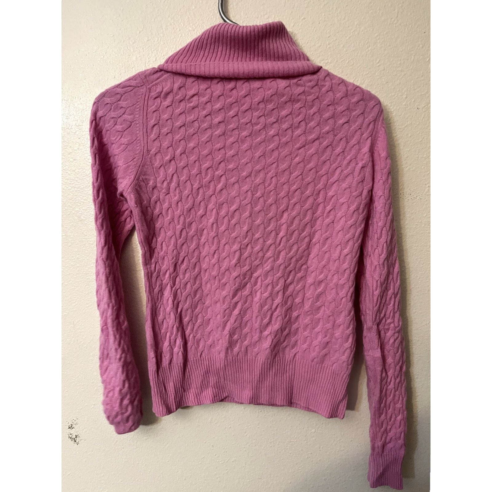 Pinko Geneva Cashmere Cable Knit Turtleneck Sweater Pink M Womens Pullover All Seasons Cashmere Knit Dane? Size M / US 6-8 / IT 42-44 - 2 Thumbnail