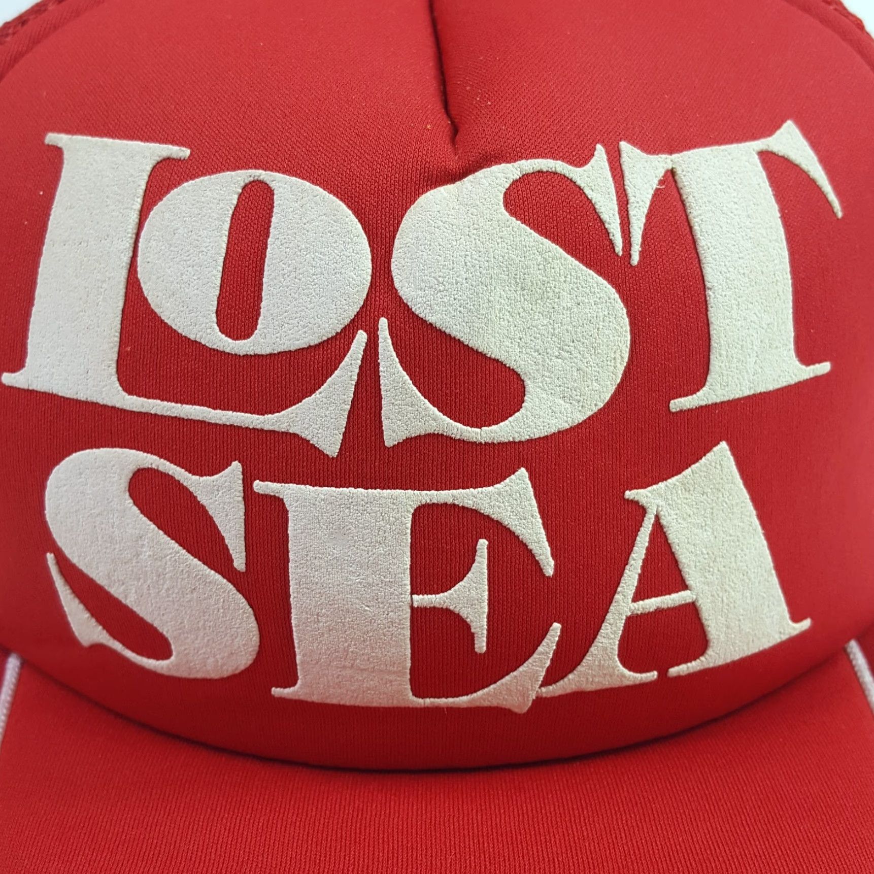 Vintage Vintage Lost Sea 3 Stripe Puff Print Trucker Hat Snapback Adjustable Foam Cap Size ONE SIZE - 2 Thumbnail
