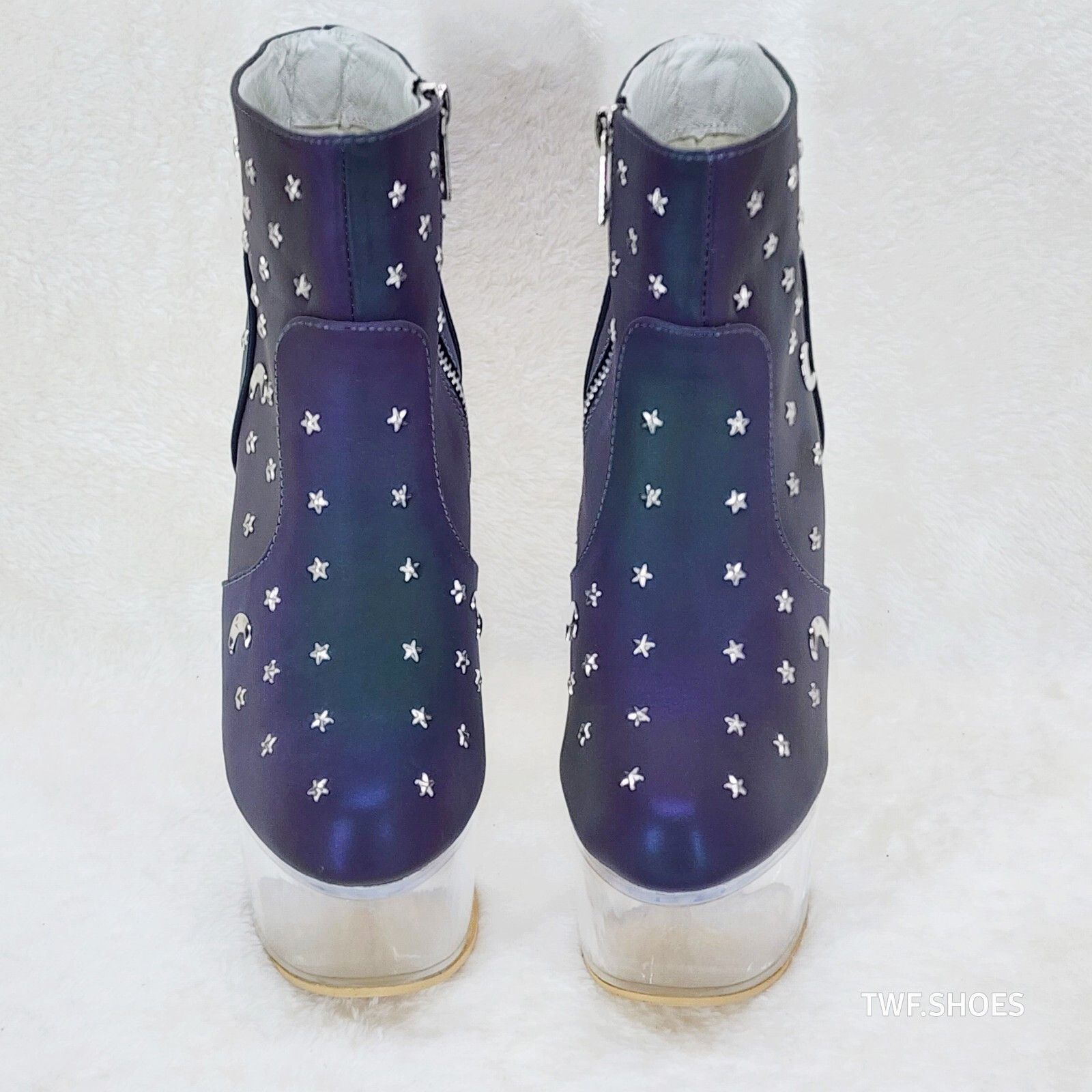 Other Ocho Purple Multi Reflective Ankle Boots Clear Platform & Ch Size US 9 / IT 39 - 8 Thumbnail