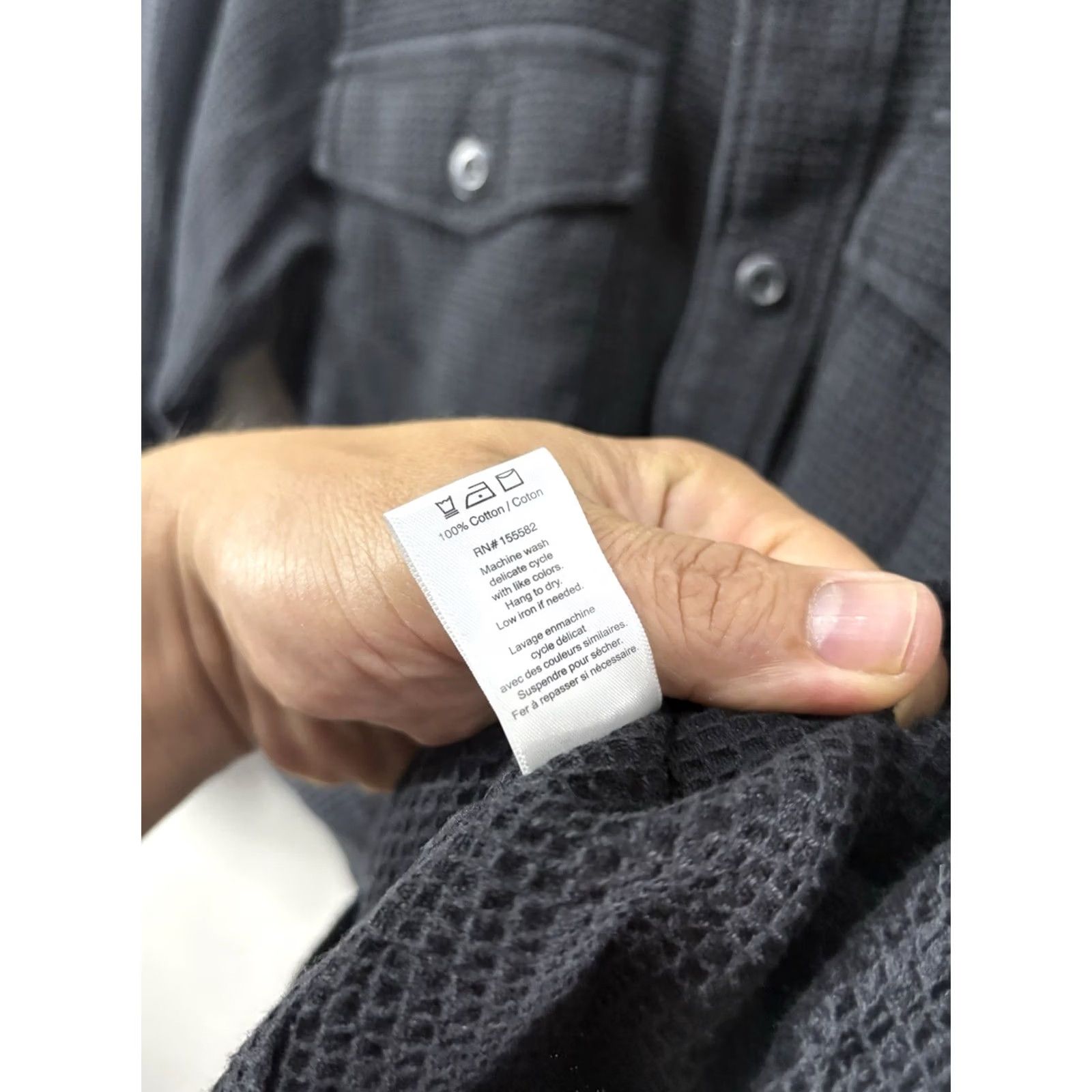 Corridor Shirt Jacket Mens Medium Black Waffle Cotton Kingston, Men's — image 4 of 6