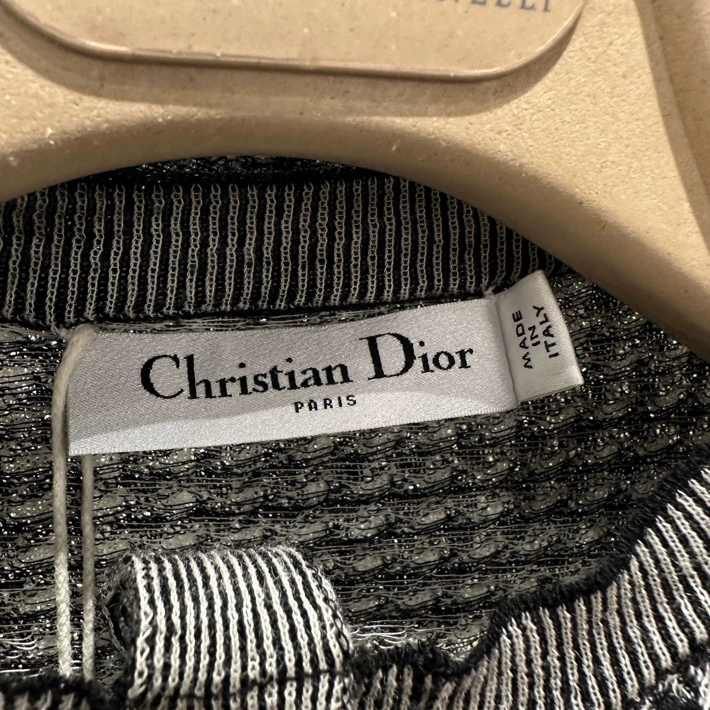 Dior CD apr493 houndstooth bee bow collar knit sweater 38 wool Size S / US 4 / IT 40 - 3 Thumbnail