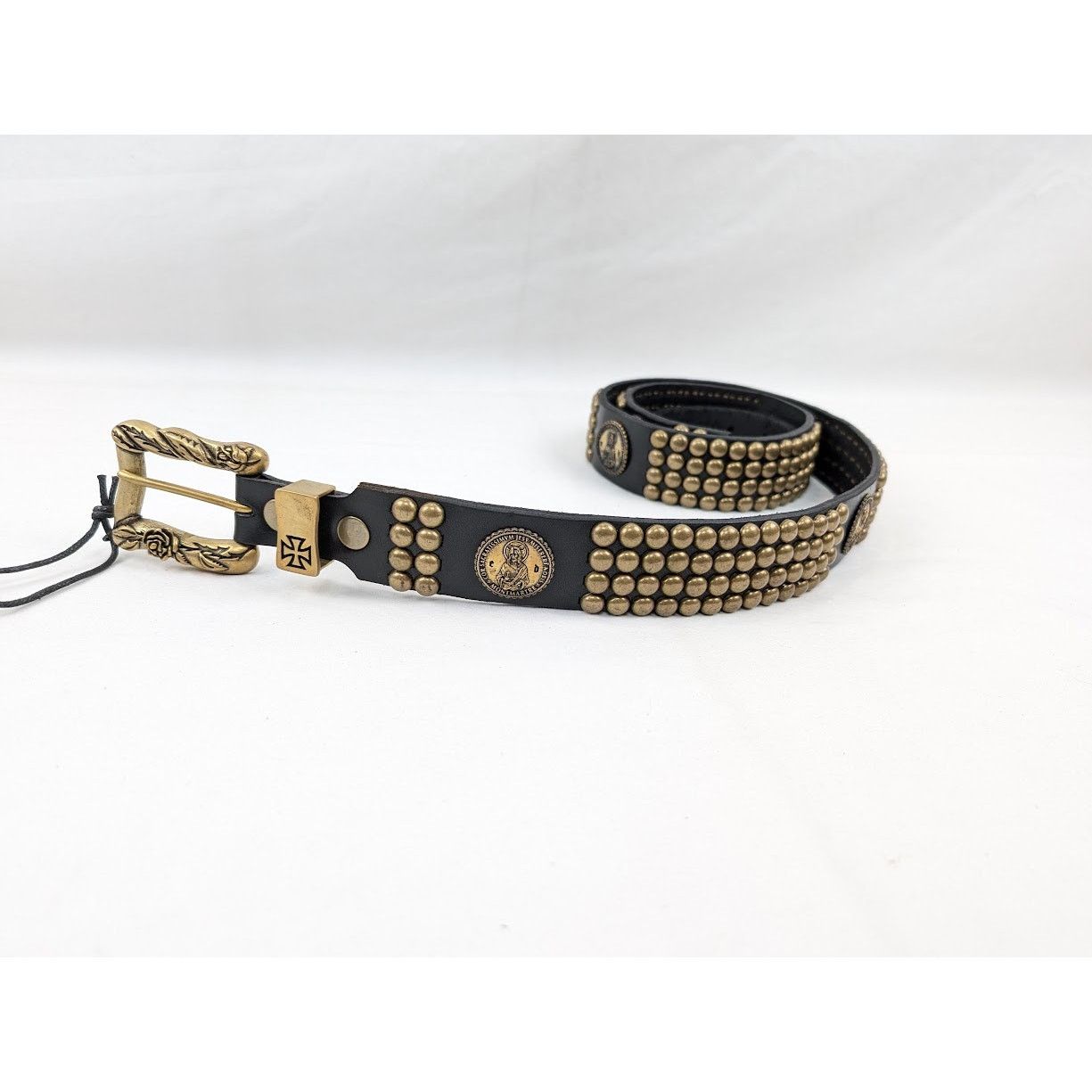 Enfants Riches Deprimes o1rshd1 Q:2 / Size:110 / Antique Brass Jesus Coin Belt Black Size 44 - 5 Thumbnail