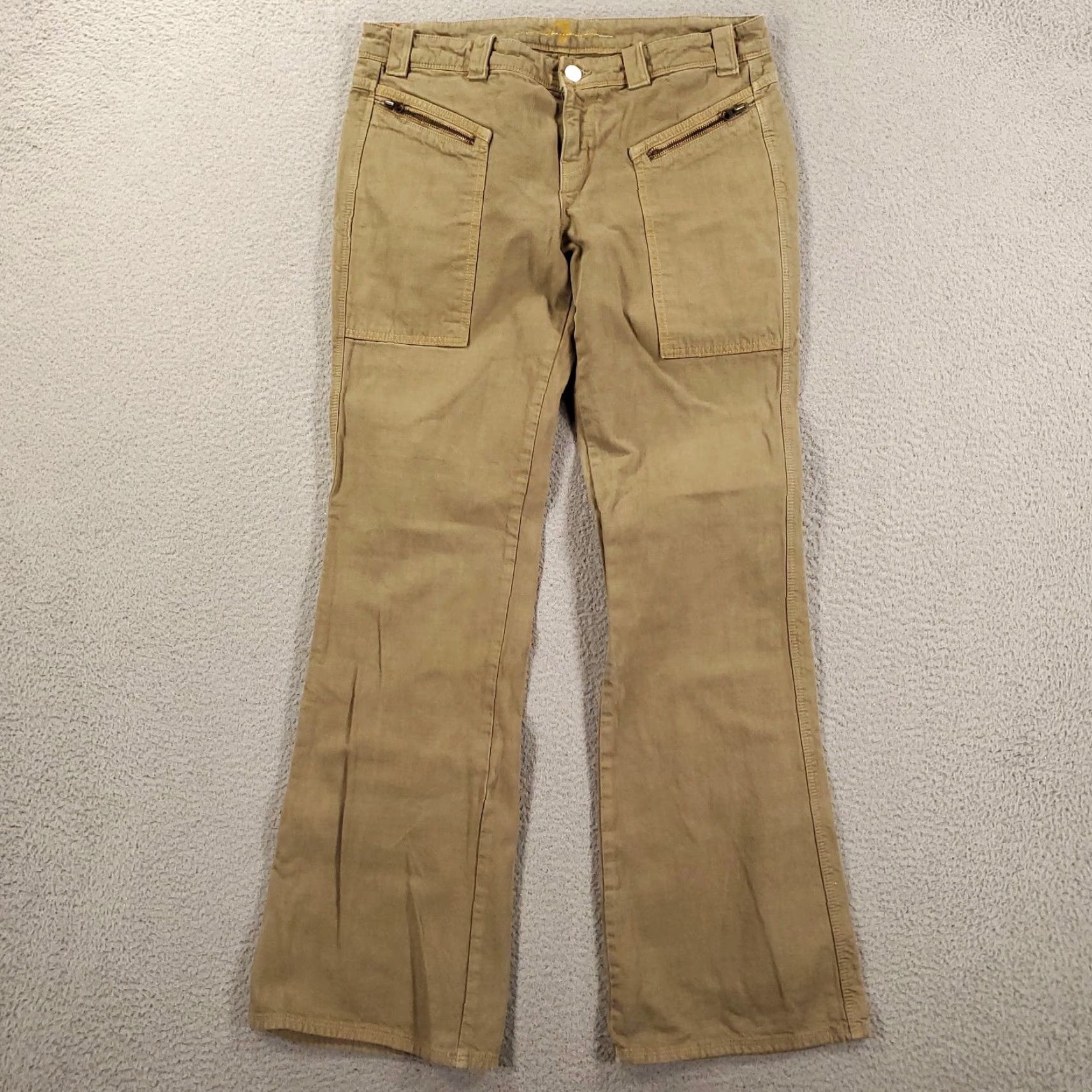 7 For All Mankind Womens 7 For All Mankind Pants Time Wide-Leg Cargo Zip Front Pockets Brown Tan 30 34x33 90s Vintage Womens Size 30" / US 8 / IT 44 - 2 Thumbnail