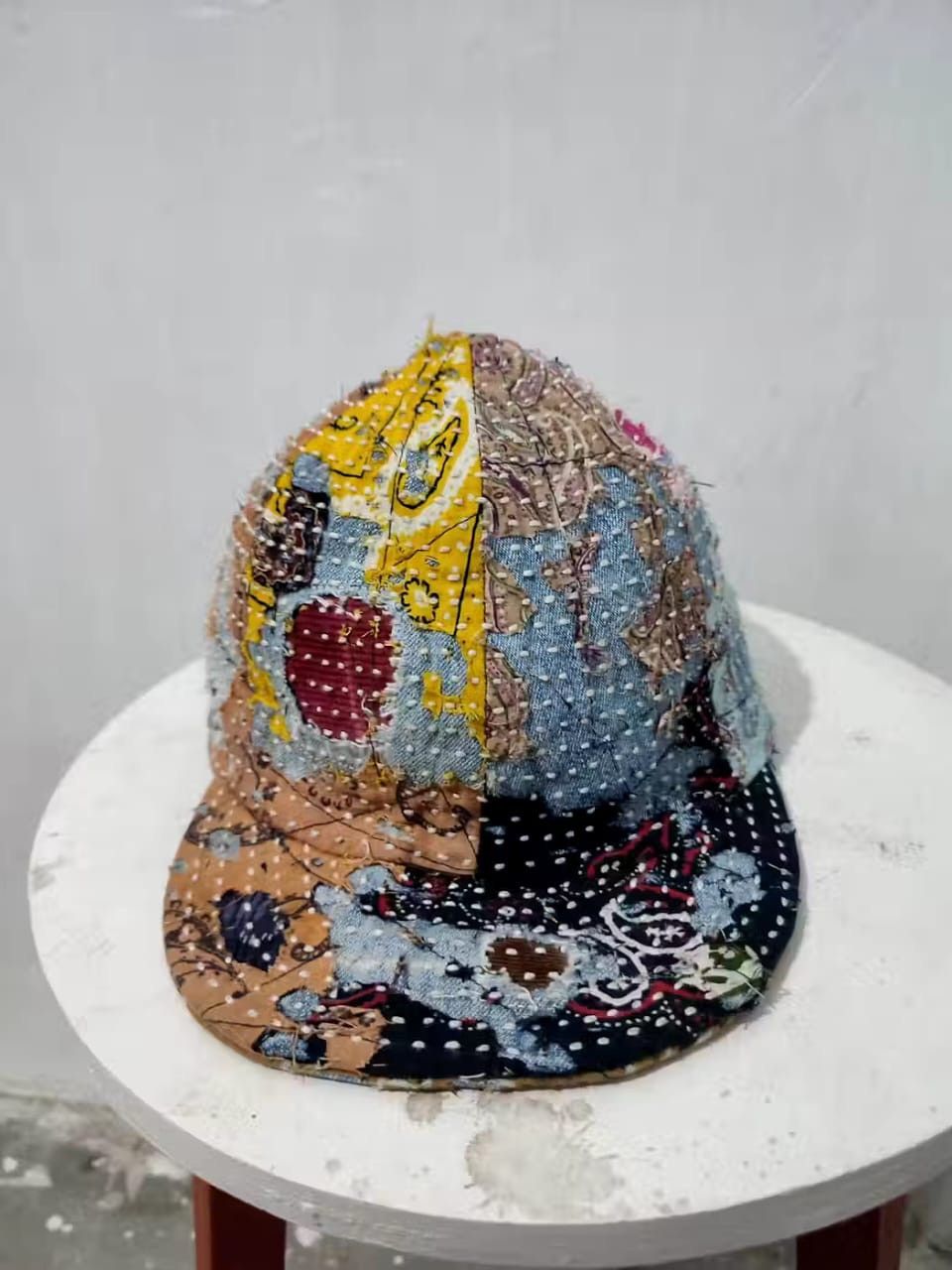 Handmade Custom Made Distressed Paisley patchwork Boro hats Size ONE SIZE - 9 Thumbnail